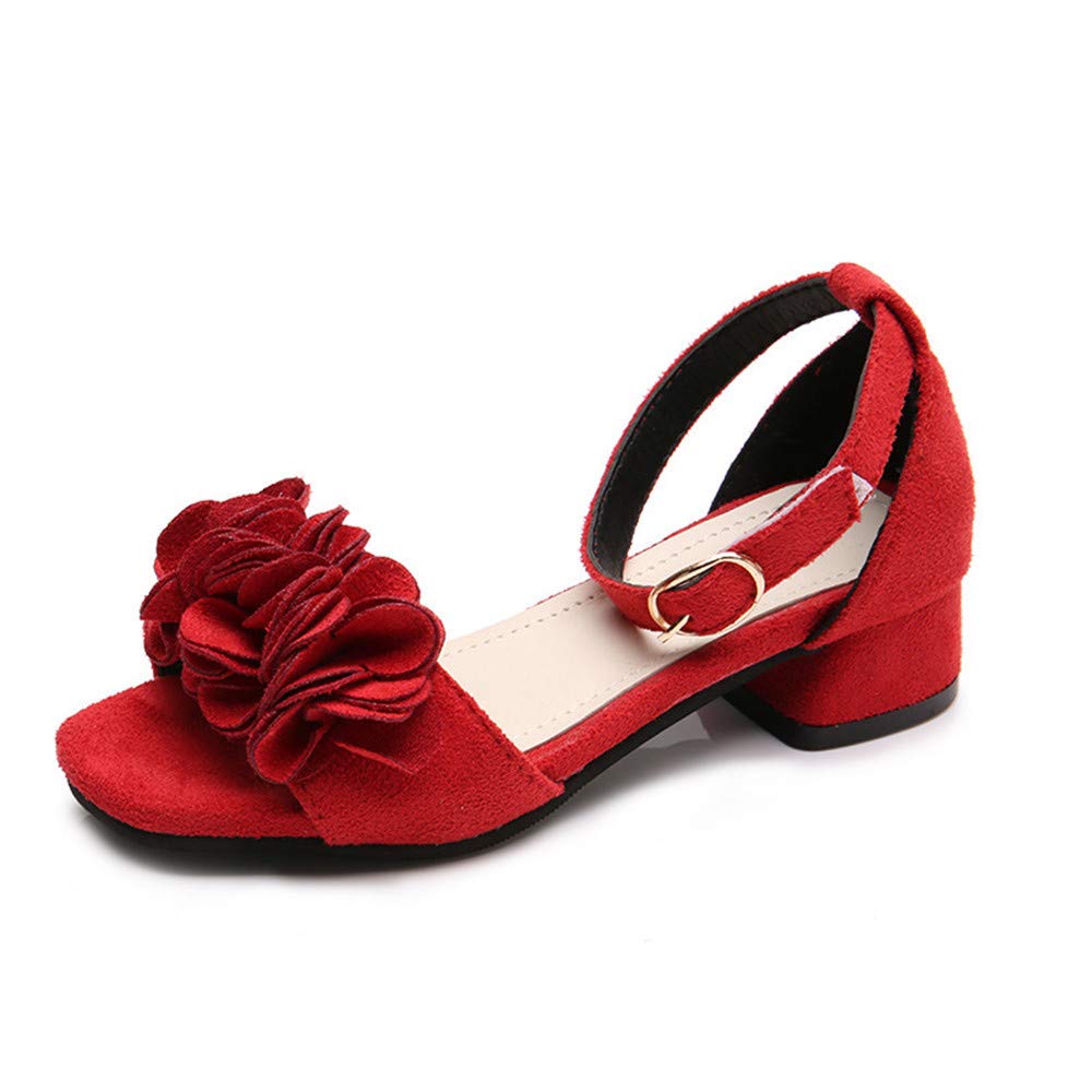 BININBOX Little Big Girls Flower Princess Sandals - Kids Dress Shoes with Platform & Mid Heel for Weddings, Parties & Special Occasions