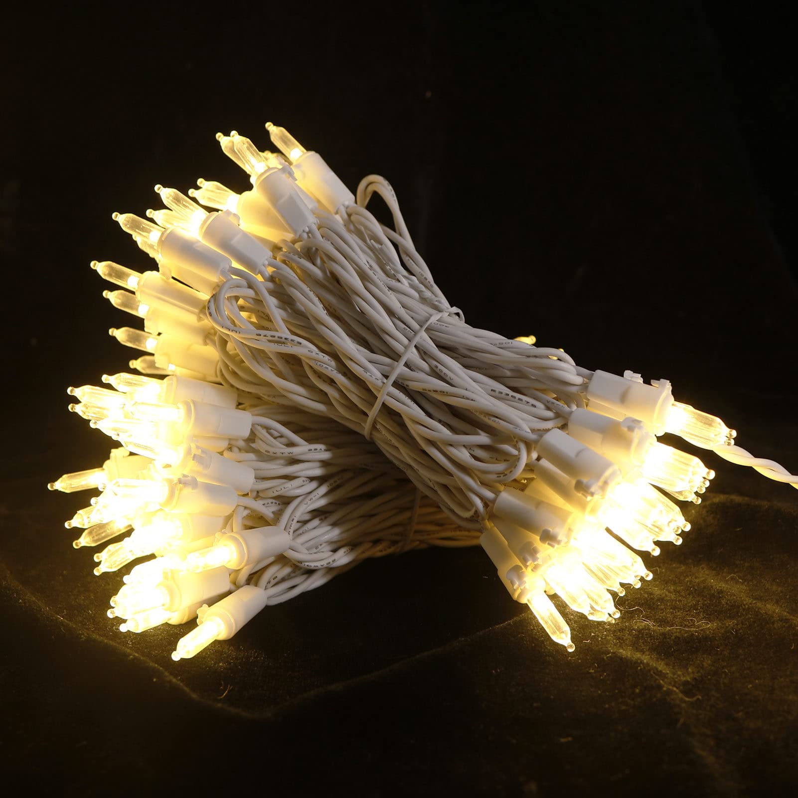 100 Count Warm White LED Christmas String Lights - 33ft UL Certified Connectable Indoor/Outdoor Decor for Tree, Party, Wedding & Holiday | Multi-Sparking White Wire Lights for Festive Home & Garden Decoration
