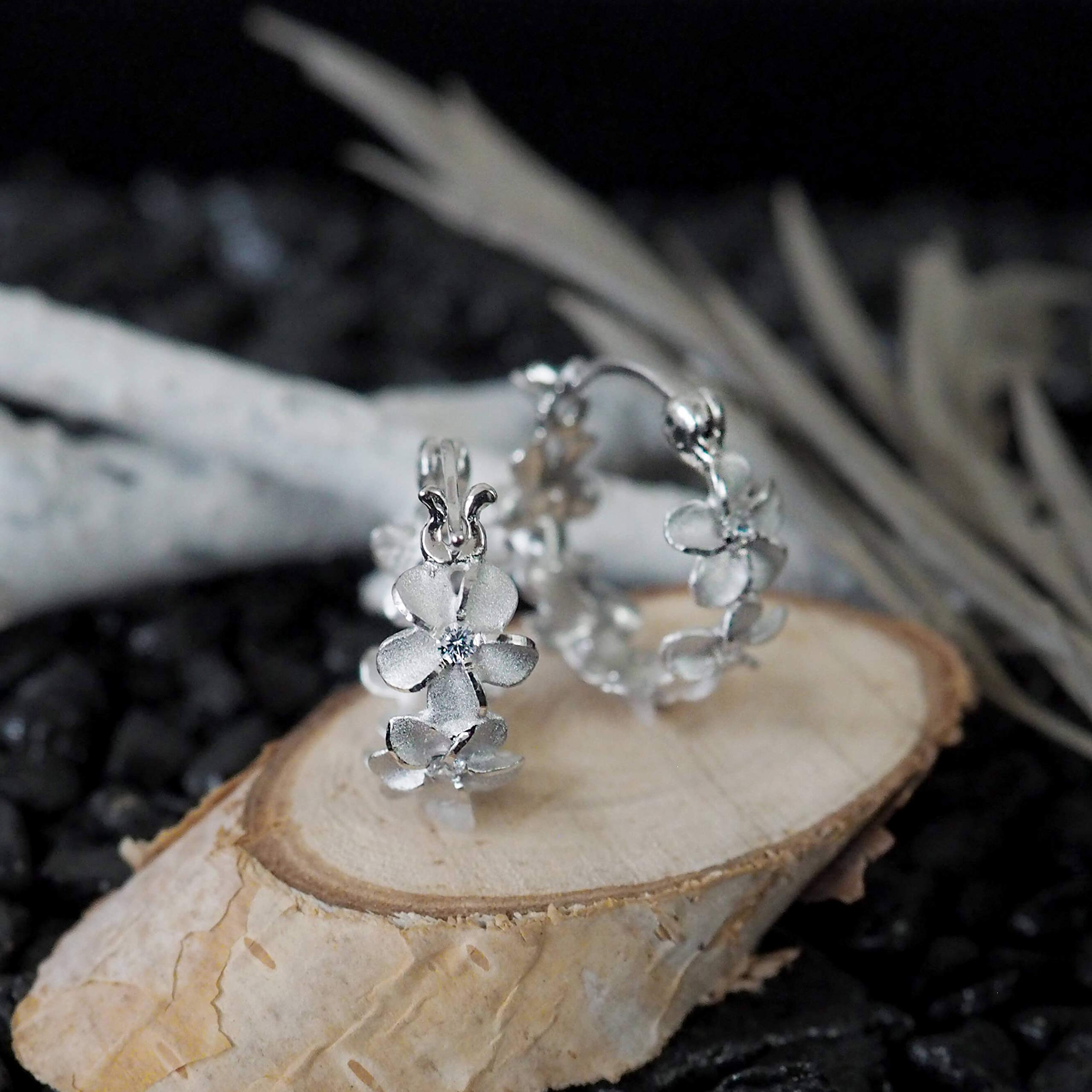 Premium Hawaiian Sterling Silver Hoop Earrings - Deluxe Plumeria Flower Design with Elegant Black Gift Box | Lightweight Comfortable Wear for Women | Perfect for Beach Weddings, Tropical Vacations & Everyday Elegance