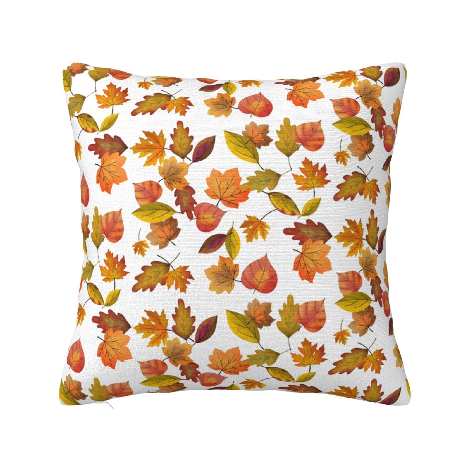 Autumn Decorative Throw Pillow Covers 18x18 Inch - Pumpkin Orange Maple Leaf Design for Couch, Sofa & Farmhouse Decor | Fall Home Accents & Seasonal Living Room Accessories