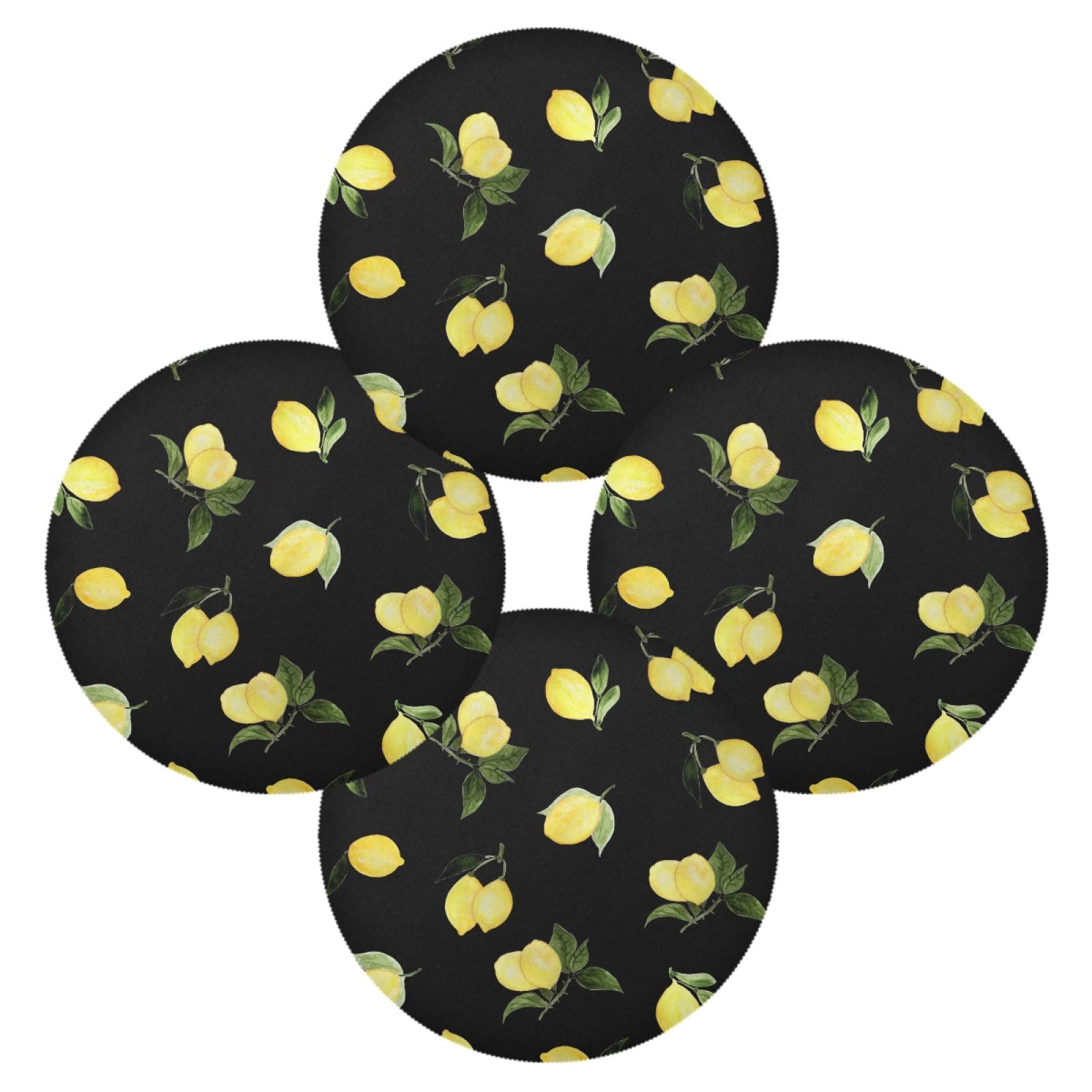 Round Placemat Set of 4 - Watercolor Lemon Fruit Design, Heat Resistant Dining Table Mats for Kitchen, Party & Home Decor - Washable & Durable for Everyday Use - Perfect for Breakfast, Dinner, and Entertaining Guests