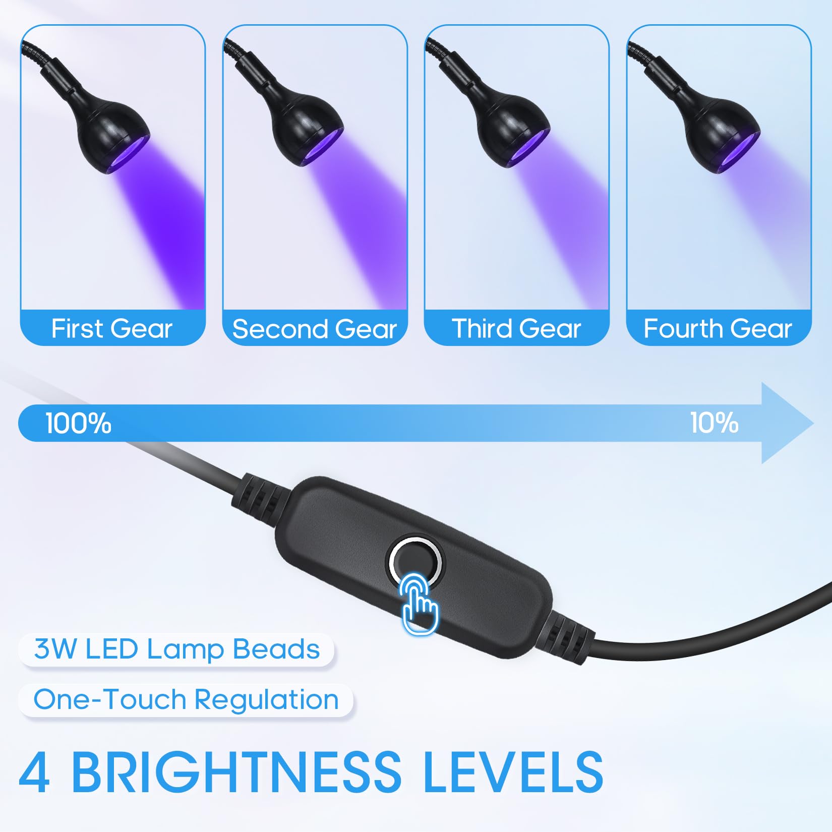 3W UV LED Nail Lamp for Gel Polish - Portable Black Gooseneck UV Light for Gel X Nails with Clamp - Mini Salon & DIY Home Manicure Kit - Perfect for Nail Art, French Tips & Acrylic Nails