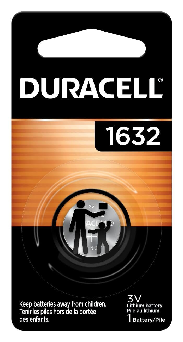 Duracell 1632 3V Lithium Coin Battery (1 Pack) - Long Lasting CR1632 Battery for Medical Devices, Fitness Trackers, Watches, Key Fobs & More - Perfect for Glucose Meters, Heart Rate Monitors & Digital Thermometers