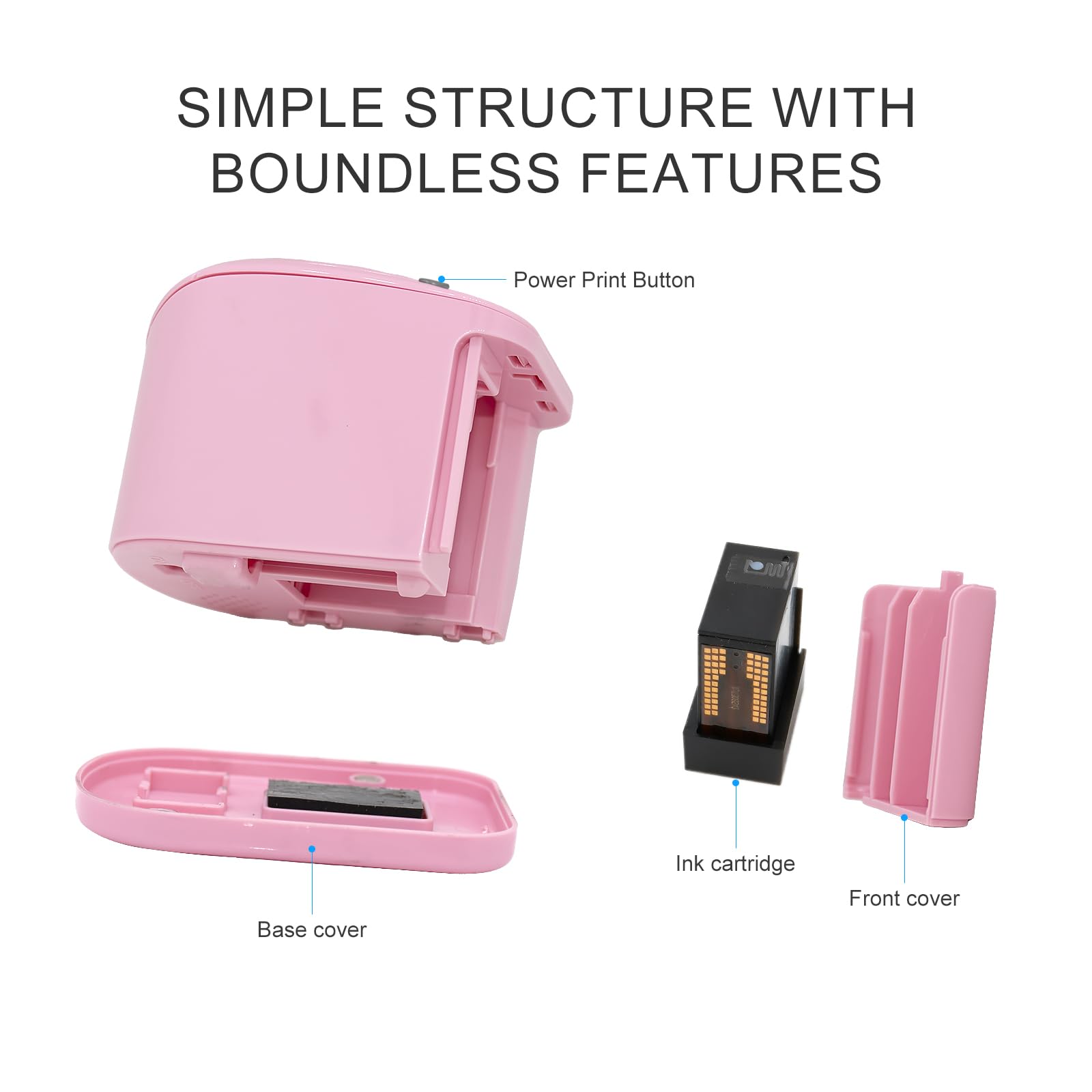 Mini Portable Handheld Temporary Tattoo Printer for iOS & Android - Wireless Bluetooth Tattoo Maker for QR Code, Barcode & Logo Printing (Pink) | Perfect for Parties, Events & Personalized Gifts