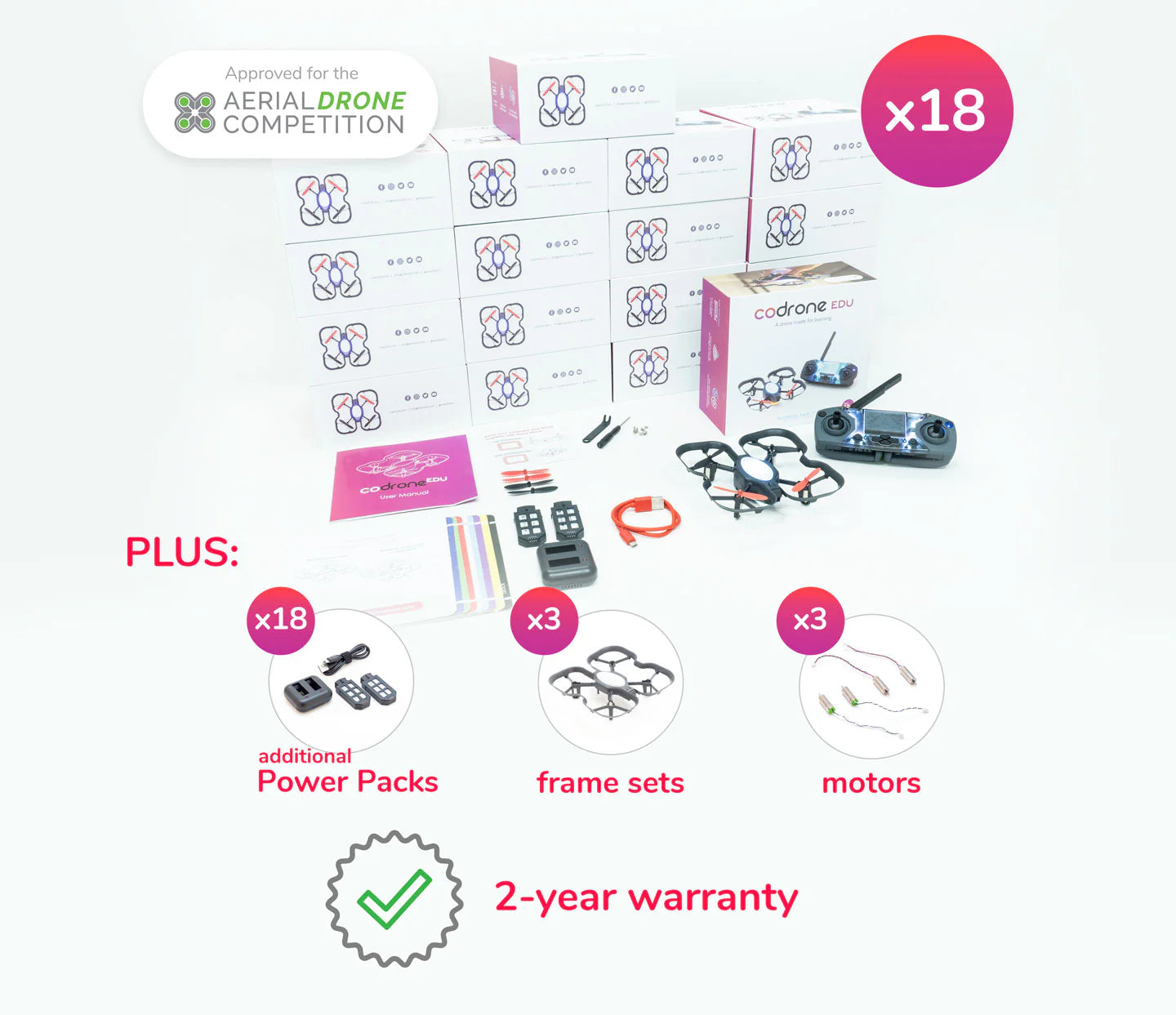 CoDrone EDU - Programmable STEM Drone Kit for Kids & Teens | 18-Pack Classroom Set for Coding, Robotics & STEM Education | Perfect for Schools, Workshops & Team Learning Activities