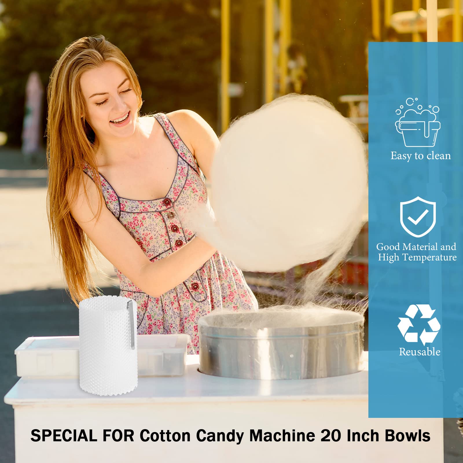 Cotton Candy Machine Stabilizer Kit - 4 Stainless Steel Clips & Mesh for 20-Inch Bowl | Replacement Parts for Most Candy Floss Makers | Perfect for Parties, Carnivals & Home Use