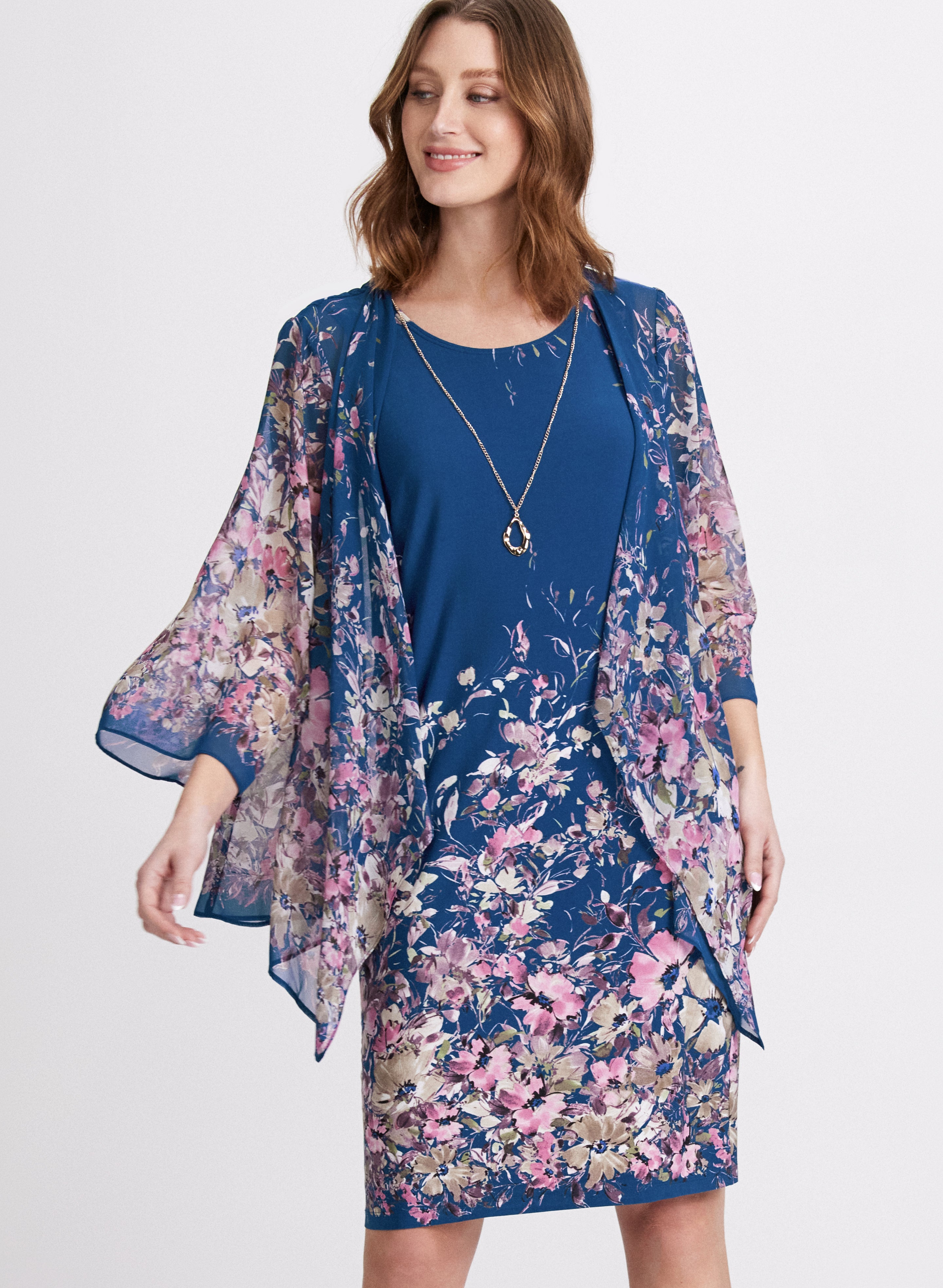 Floral Print Dress and Jacket Set for Women - Elegant Spring Outfits for Weddings, Parties & Casual Wear