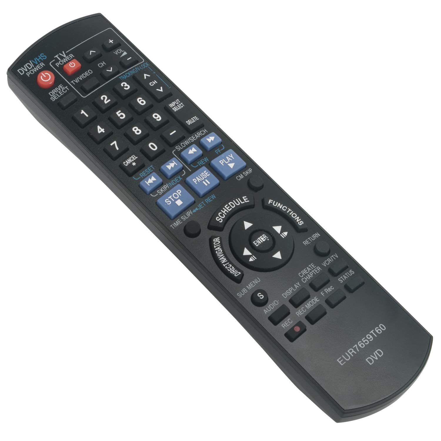 Panasonic DVD VCR Recorder Remote Control Replacement for DMR-EZ37/EZ47 Series (DMR-EZ37K, EZ37V, EZ37VK, EZ37VP, EZ37VS, EZ475) - Compatible with Diga Models - Perfect for Home Entertainment Systems & Media Playback