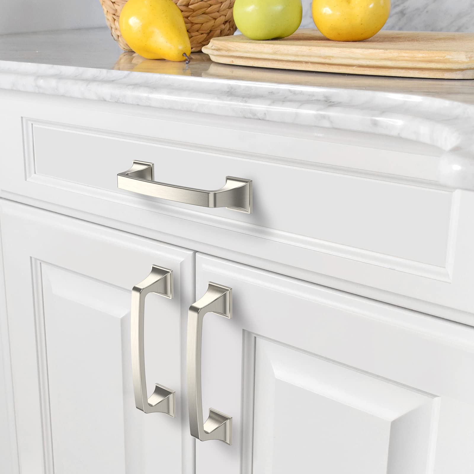 Amerdeco 30 Pack Brushed Nickel Cabinet Pulls 3-3/4 Inch for Kitchen & Bathroom Drawers