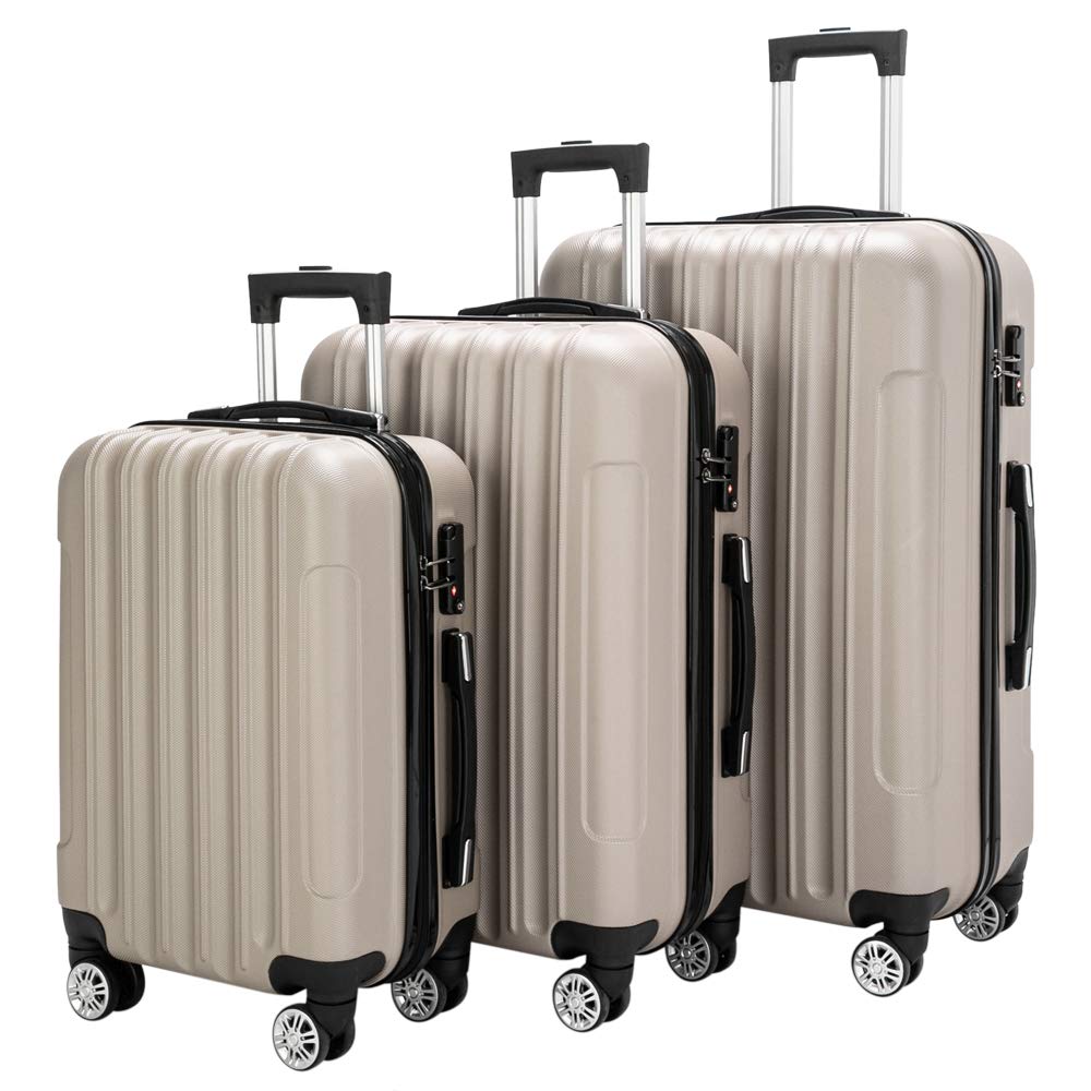 3-in-1 Multifunctional Large Capacity Travel Suitcase Set with Rolling Wheels - Champagne Color | Perfect for Business Trips, Family Vacations & International Travel