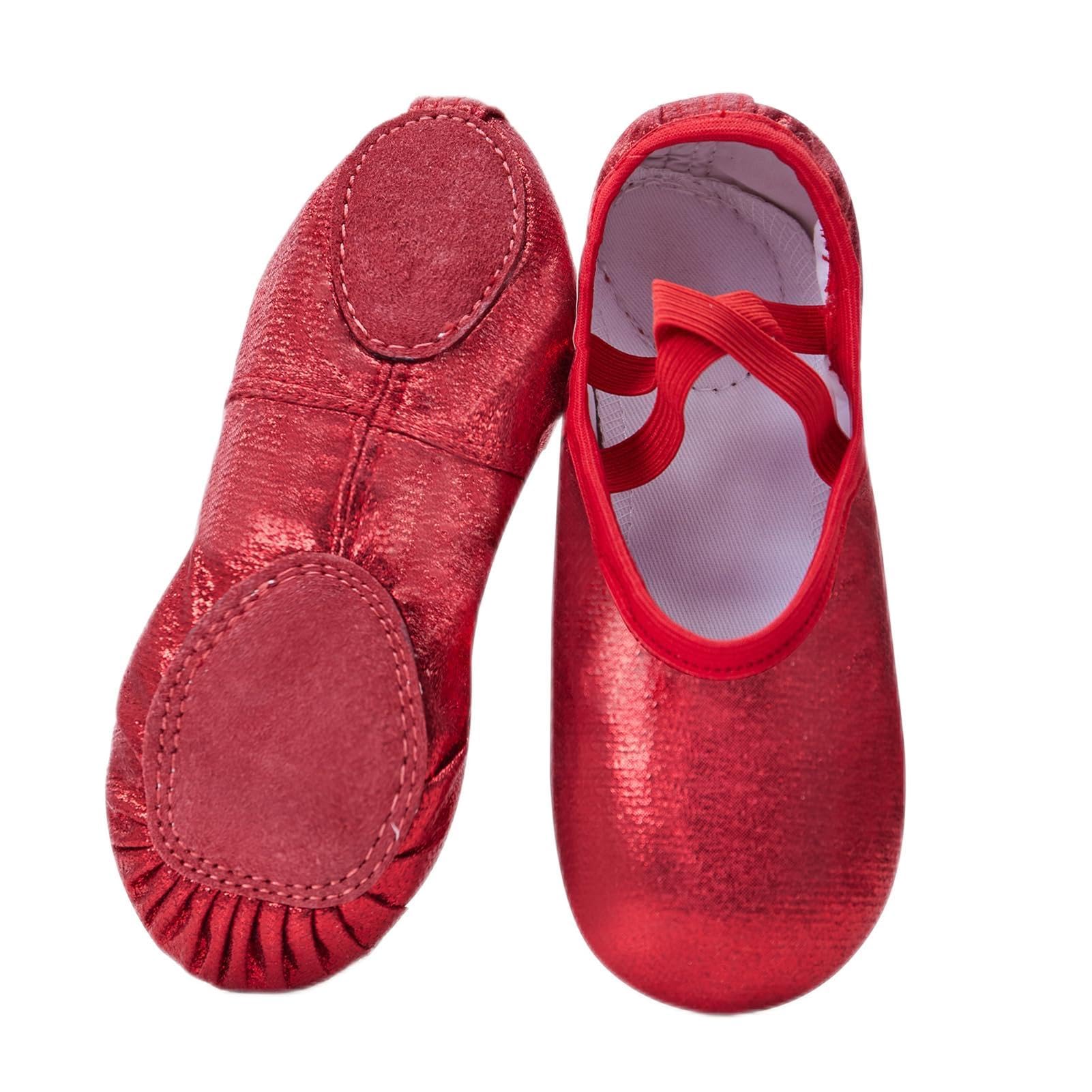 Phineein Girls Ballet Shoes - Split-Sole Toddler Glitter Dance Flats for Kids | Perfect for Ballet Class, Recitals & Dance Performances