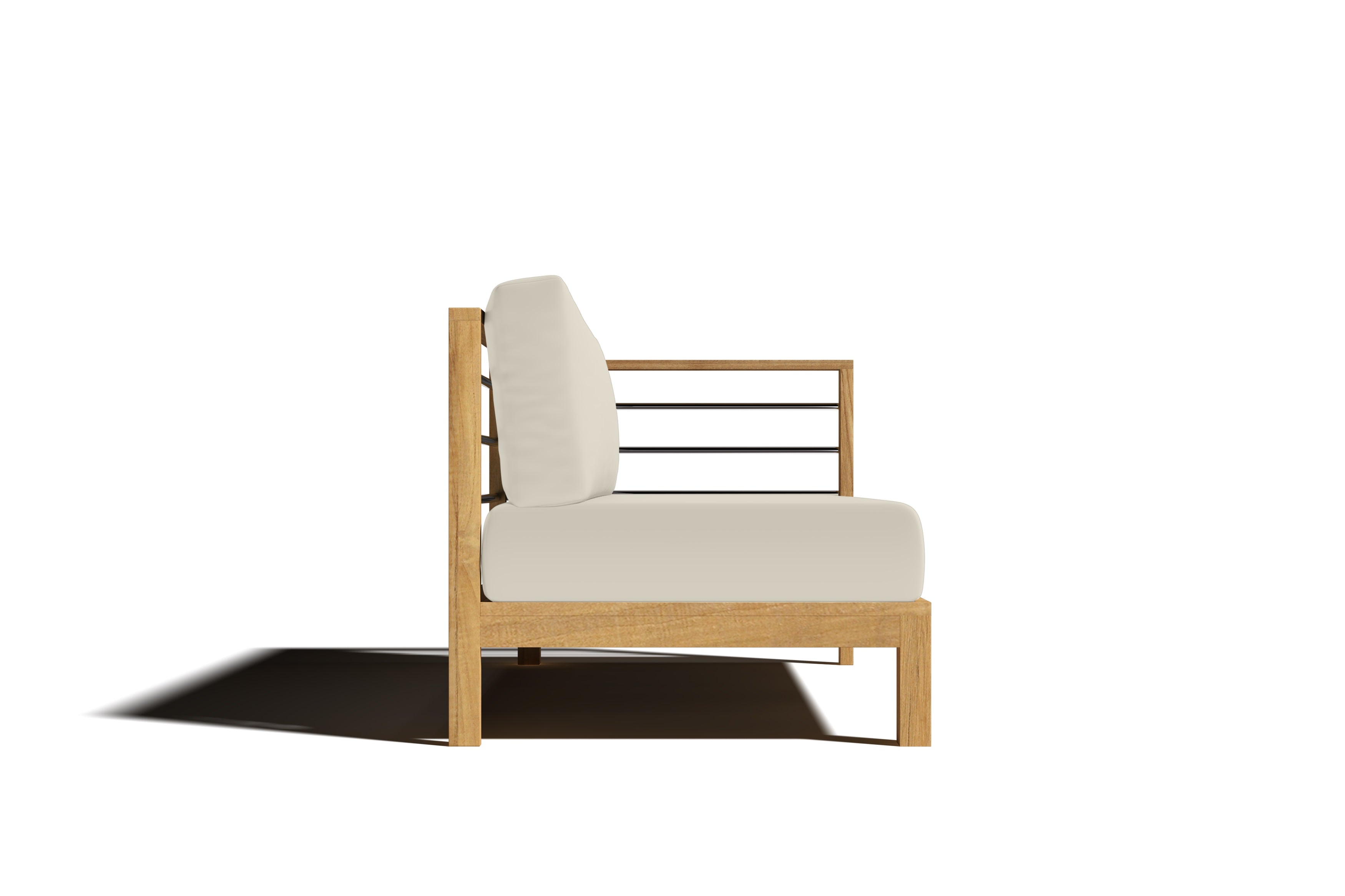 Premium Leon Teak Outdoor Sectional Right Sofa with Sunbrella Canvas Cushion - Waterproof & Durable Patio Furniture for Backyard, Poolside & Garden Relaxation