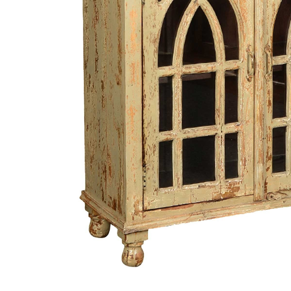 French Arched Indian Mango Wood Wardrobe Cabinet - Stylish Storage for Bedroom, Living Room & Closet Organization