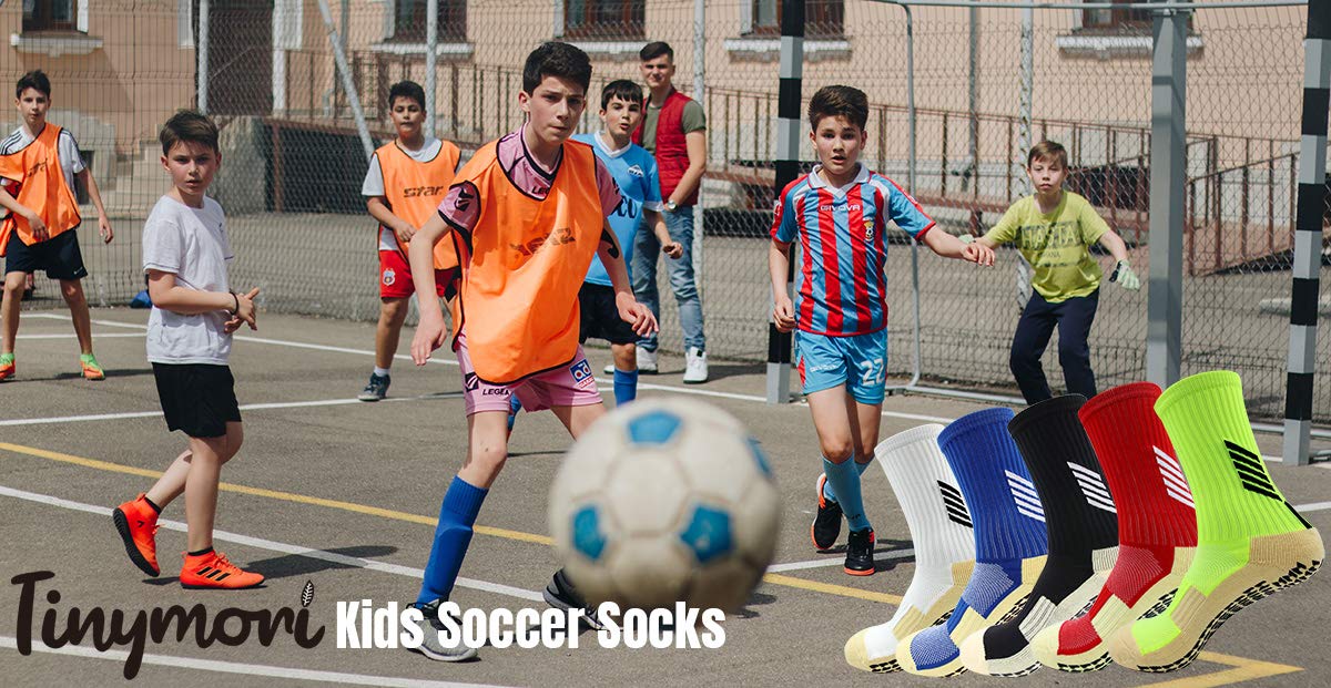 Anti-Slip Kids Football Socks for Boys & Girls Ages 6-11 - Non-Slip Sports Socks for Soccer, Running & Playtime Activities