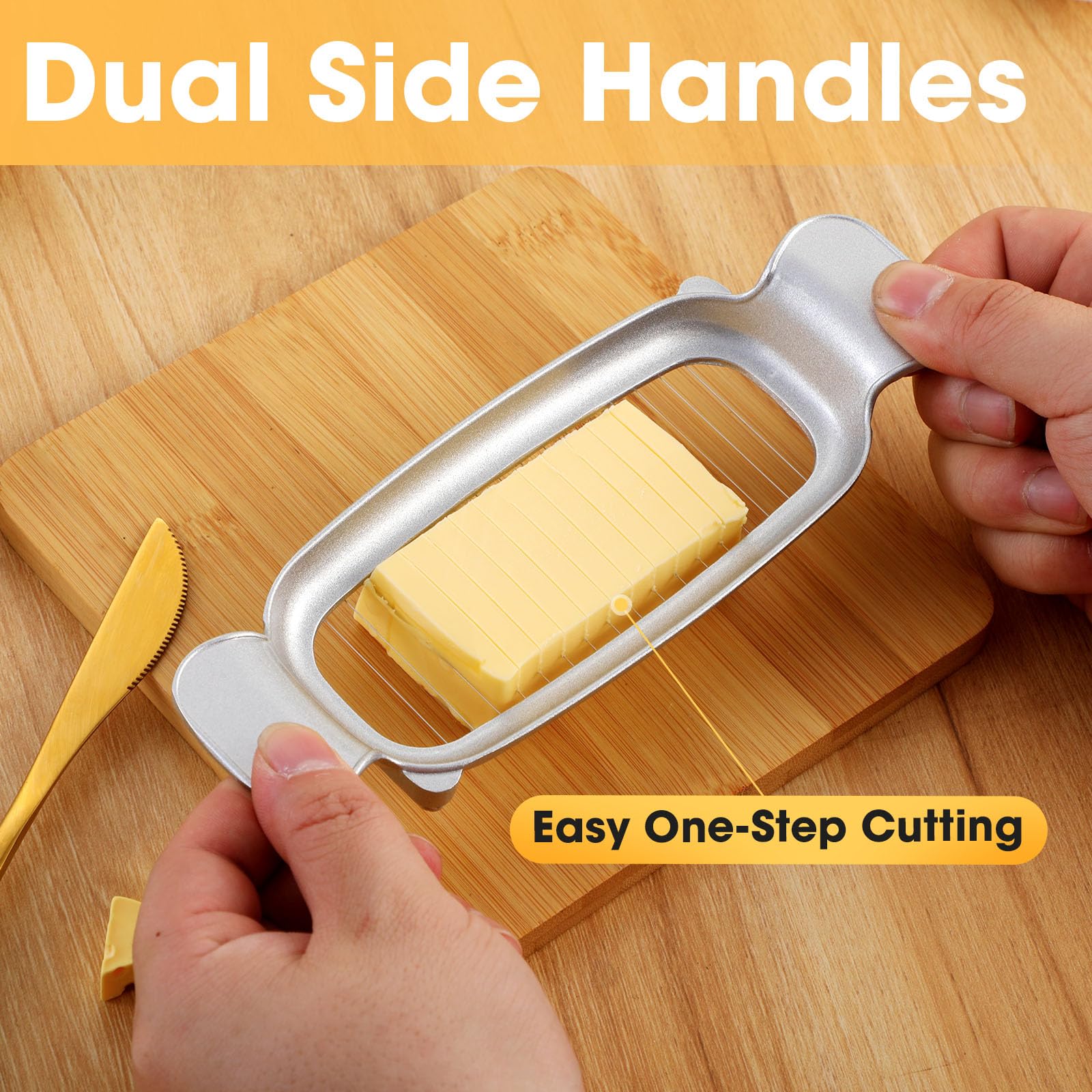 Premium Stainless Steel Butter & Cheese Slicer with Ergonomic Handle - Multi-Purpose Kitchen Tool for Cutting Cheese, Butter, Eggs, Fruits and Soft Foods - Perfect for Sandwiches, Charcuterie Boards and Food Prep