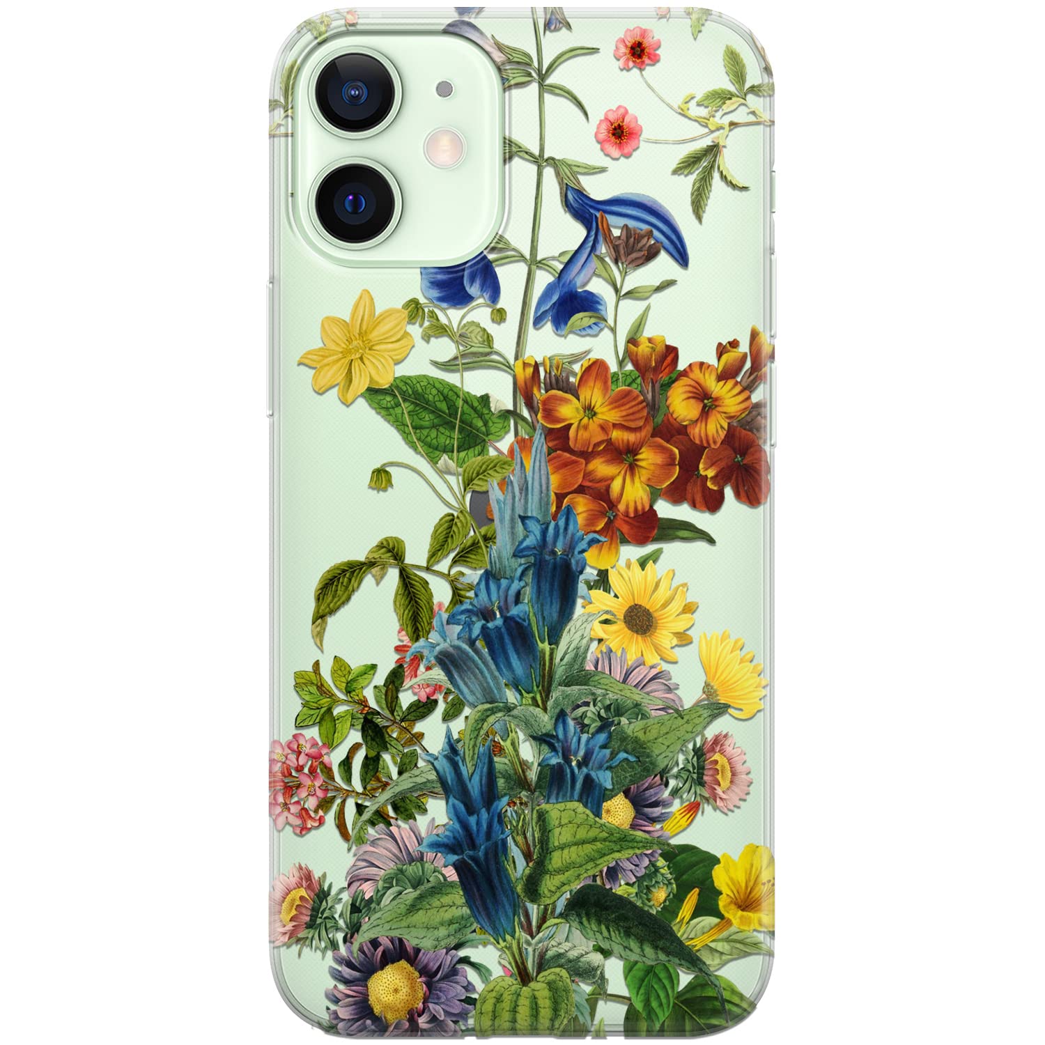 Shockproof Floral Phone Case for iPhone 15 Plus/14/13 Pro Max/12 Mini/SE/11/Xr/Xs/8/7 - Flexible TPU Bumper Cover with Wild Flower Design - Perfect for Summer Outdoors, Travel & Daily Protection