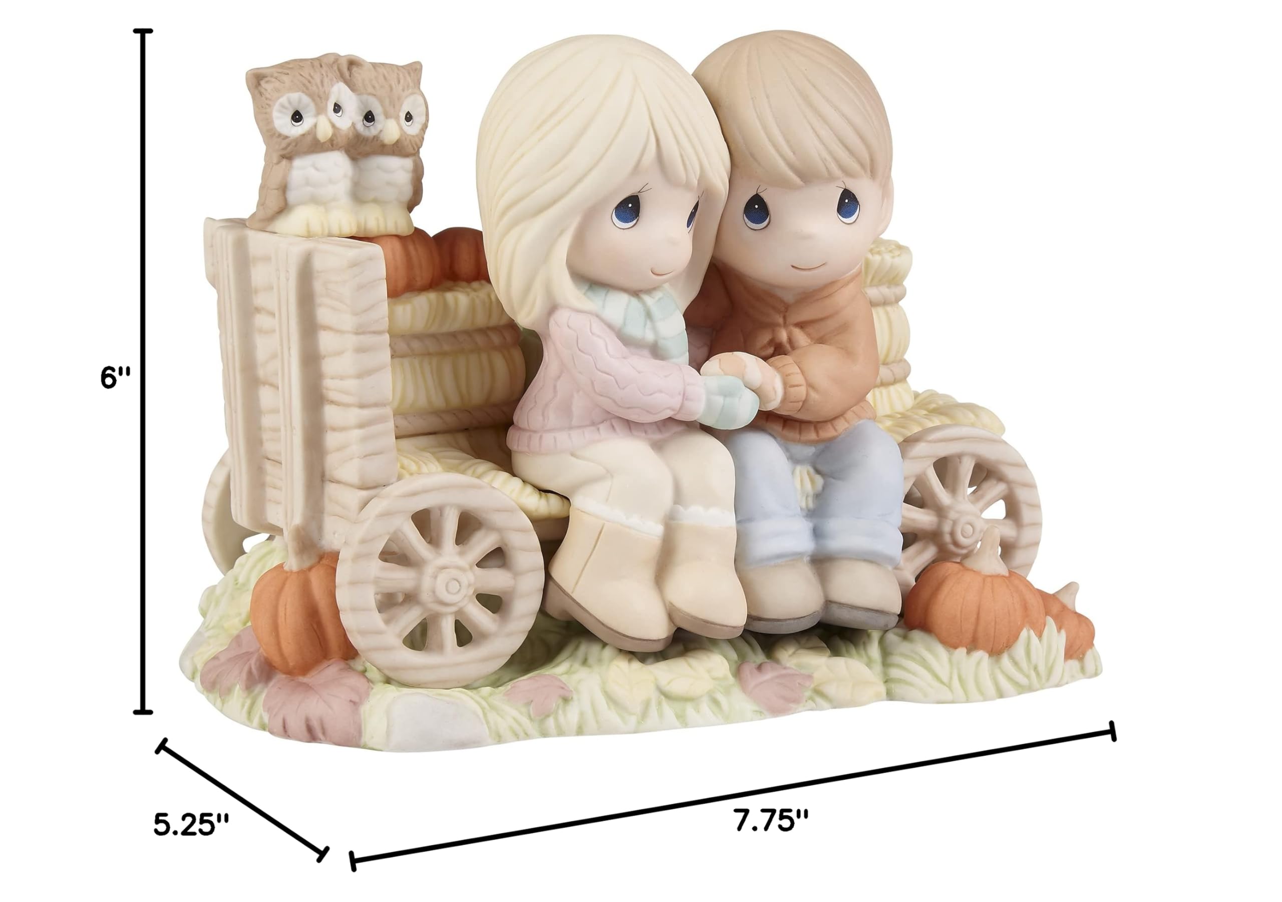 Precious Moments 221022 Falling Into Fun with The One I Love Limited Edition Bisque Porcelain Figurine - Romantic Gift for Couples, Anniversary Present, Home Decor for Valentine's Day