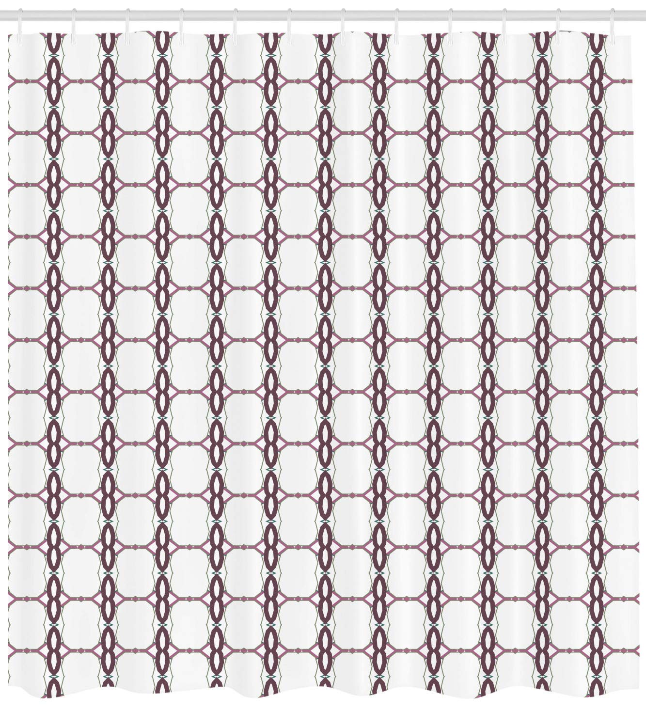 Ambesonne Abstract Shower Curtain - Modern Geometric Bathroom Decor with Hooks, 69x75 Inches, White Eggshell & Pale Fuchsia | Waterproof Fabric for Stylish Home & Guest Bathrooms