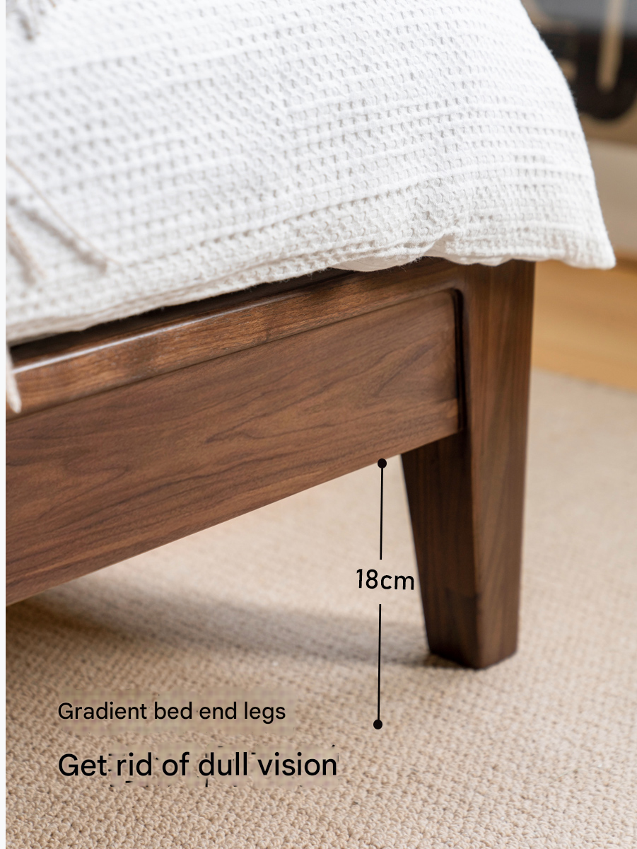 Premium Black Walnut Solid Wood Bed Frame - Queen Size, Natural Wood Grain, Sturdy & Durable - Perfect for Master Bedroom, Guest Room & Modern Farmhouse Decor