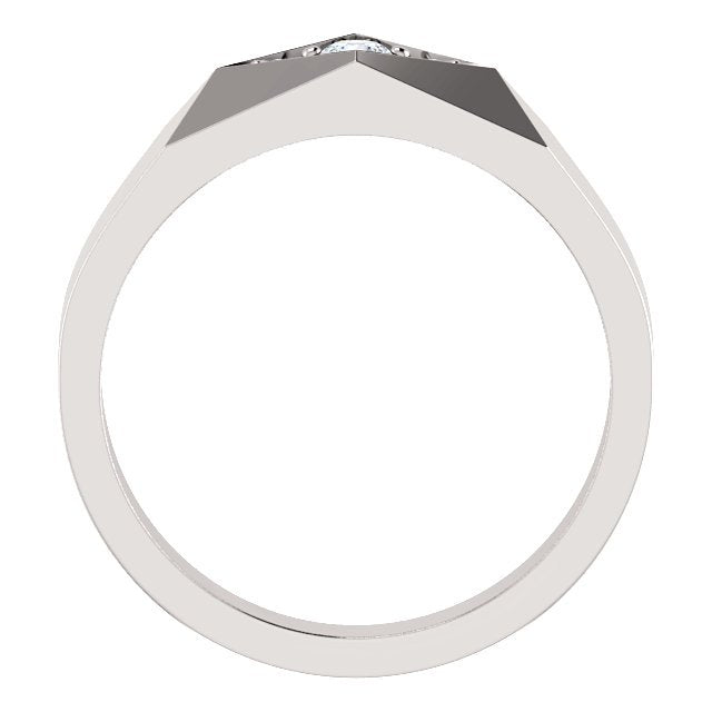 14K Gold 0.16 CTW Diamond Geometric Three Stone Ring for Men - Elegant Wedding Band, Anniversary Gift & Everyday Jewelry