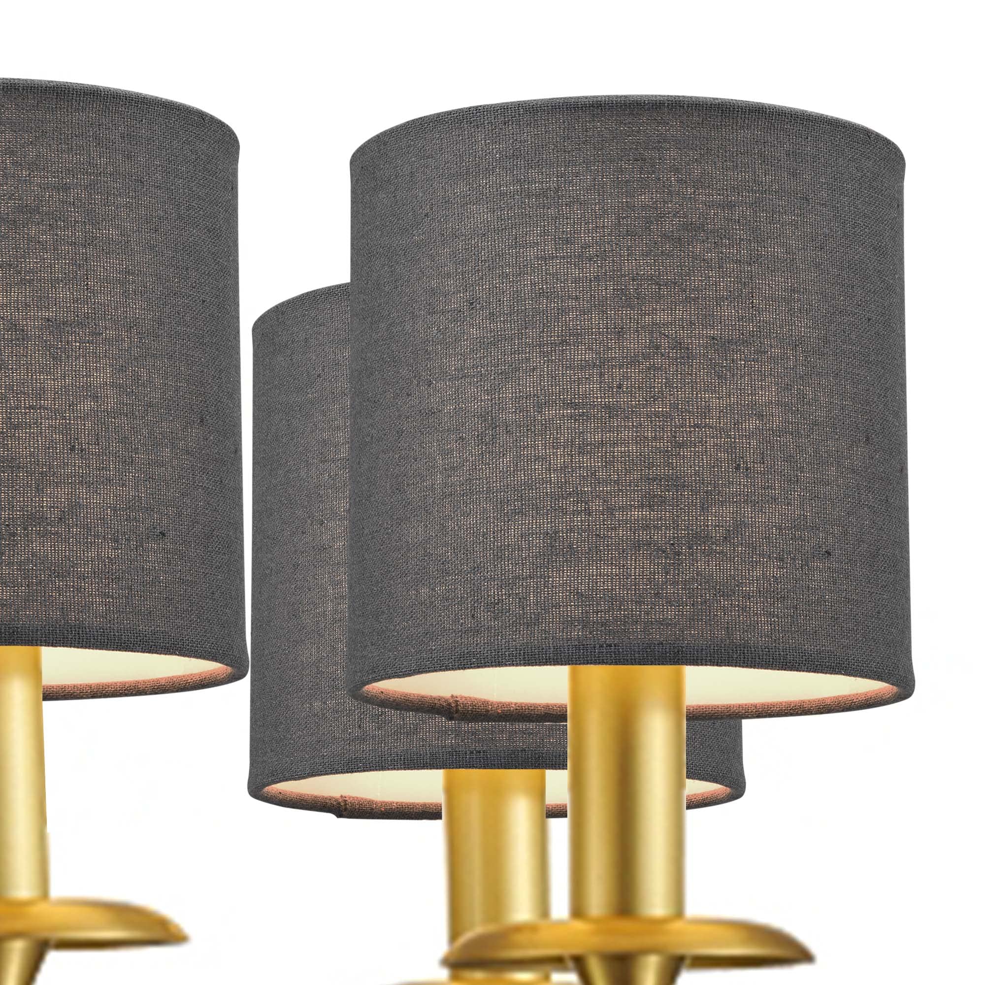 LAMPWELL MEMO Clip-On Chandelier Fabric Lamp Shades - Set of 6 Small Drum Linen Shades (5.2