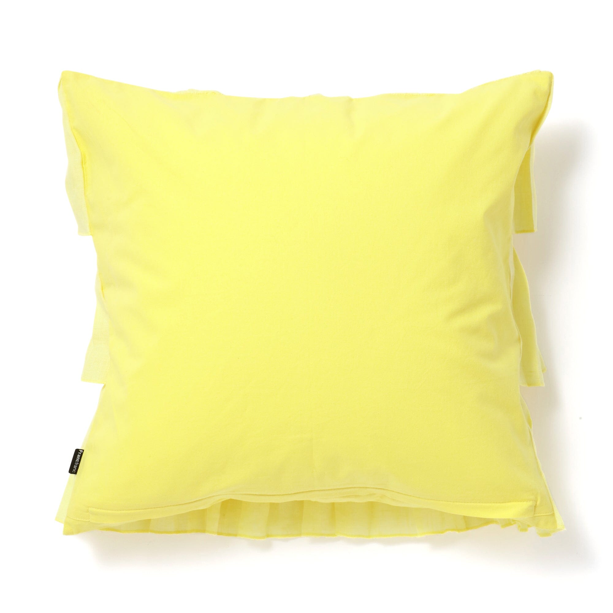 Premium Linen Frill Cushion Cover 18x18 Inches - Soft Yellow Bohemian Style Decorative Pillow Case for Sofa, Bedroom & Living Room Decor