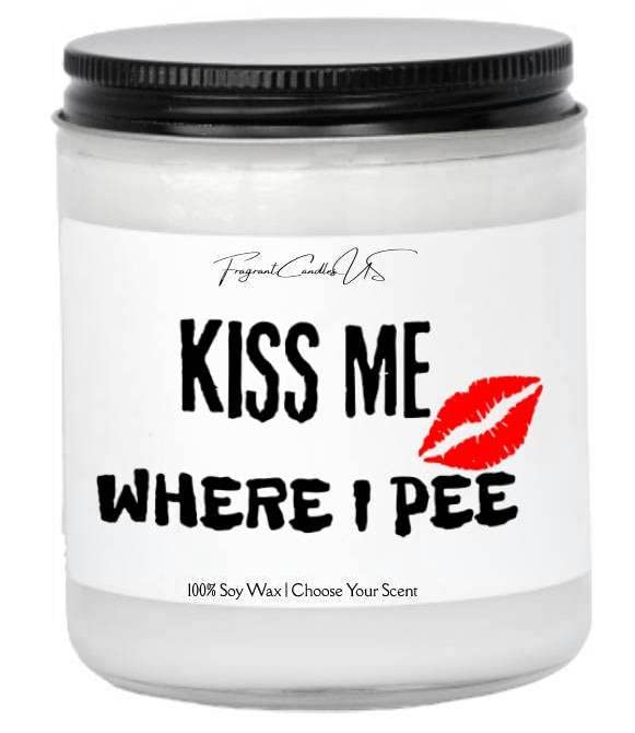 Novelty Gifts for Men - Kiss Me Where I Peek Coconut Lime Verbena Scented Candle - Funny Birthday Gift for Husband - Romantic Home Decor & Intimate Mood Lighting for Couples