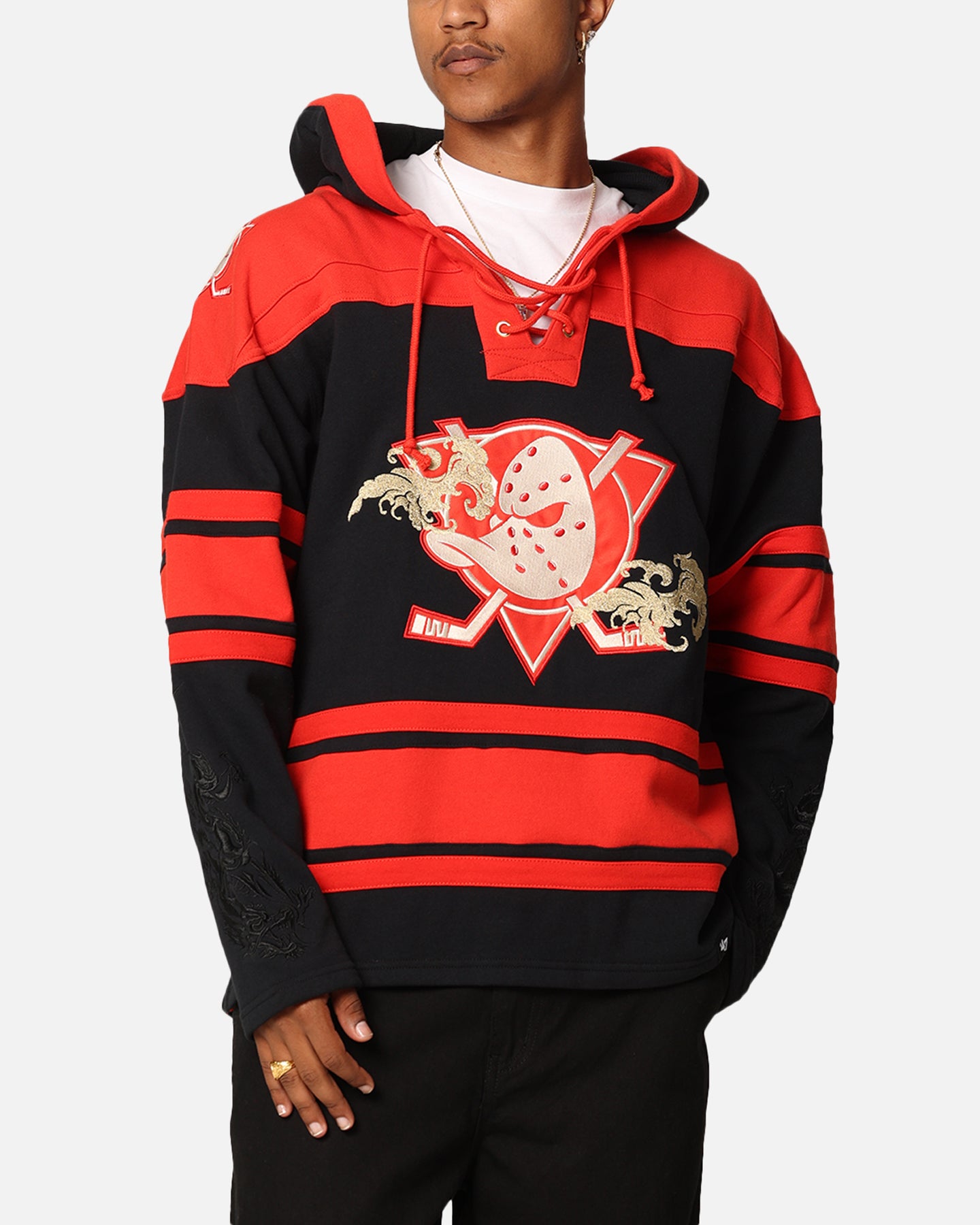 47 Brand Anaheim Ducks 'Year Of The Dragon' Lacer Hoodie - Jet Black NHL Hockey Fan Gear for Game Day & Streetwear Fashion