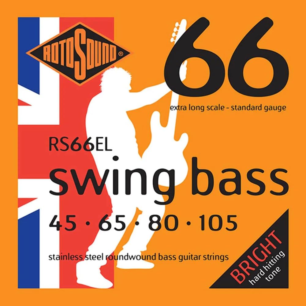 Rotosound 45-105 Steel Bass Guitar Strings - 4 String Set for Electric Bass | Perfect for Rock, Jazz & Studio Recording
