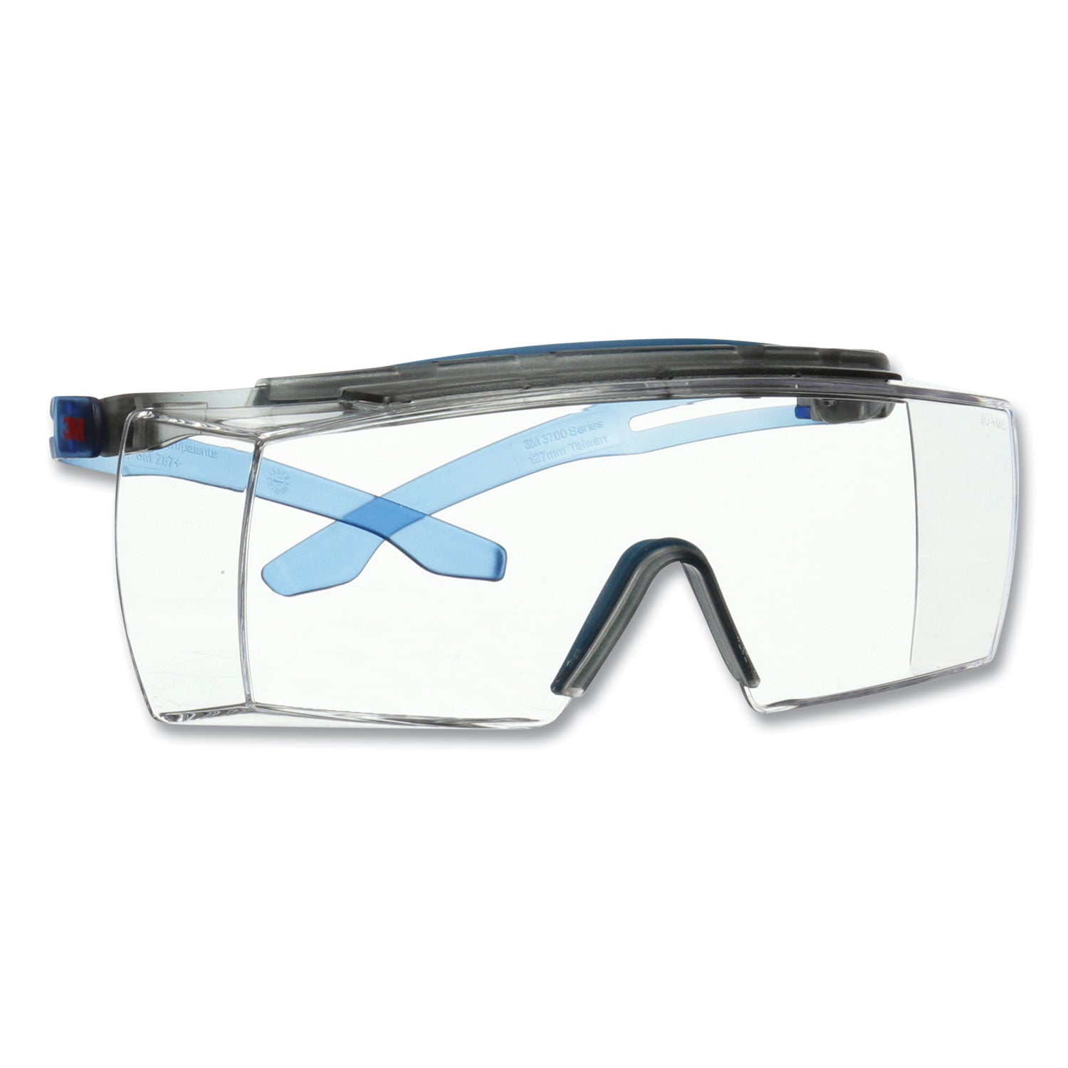 3M™ SecureFit Protective Safety Glasses 3700 OTG Series - Blue Plastic Frame with Clear Polycarbonate Lens for Construction, Lab & DIY Projects
