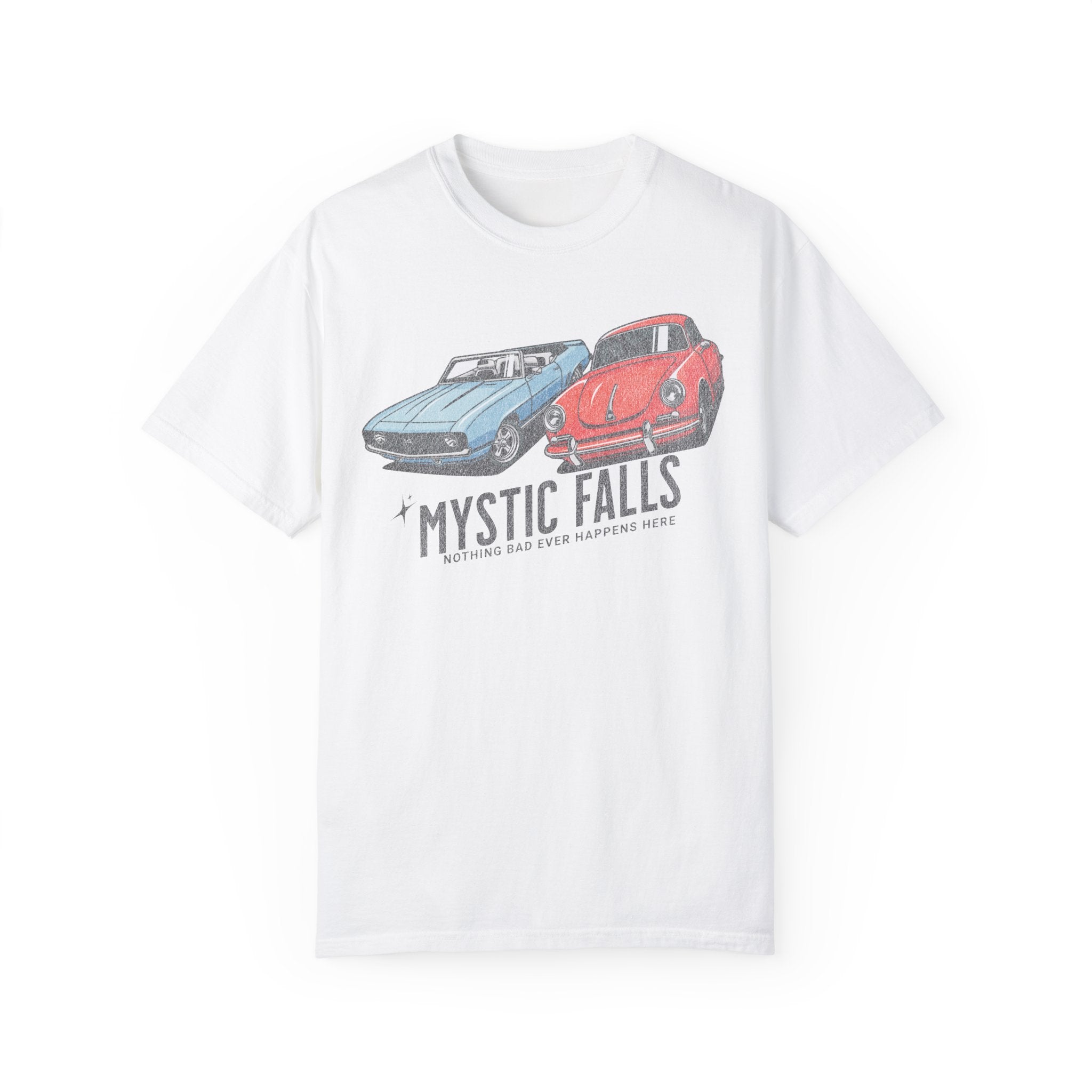 Vintage Mystic Falls Distressed T-Shirt for Men & Women - Soft Cotton Graphic Tee for Casual Wear, Concerts & Street Style