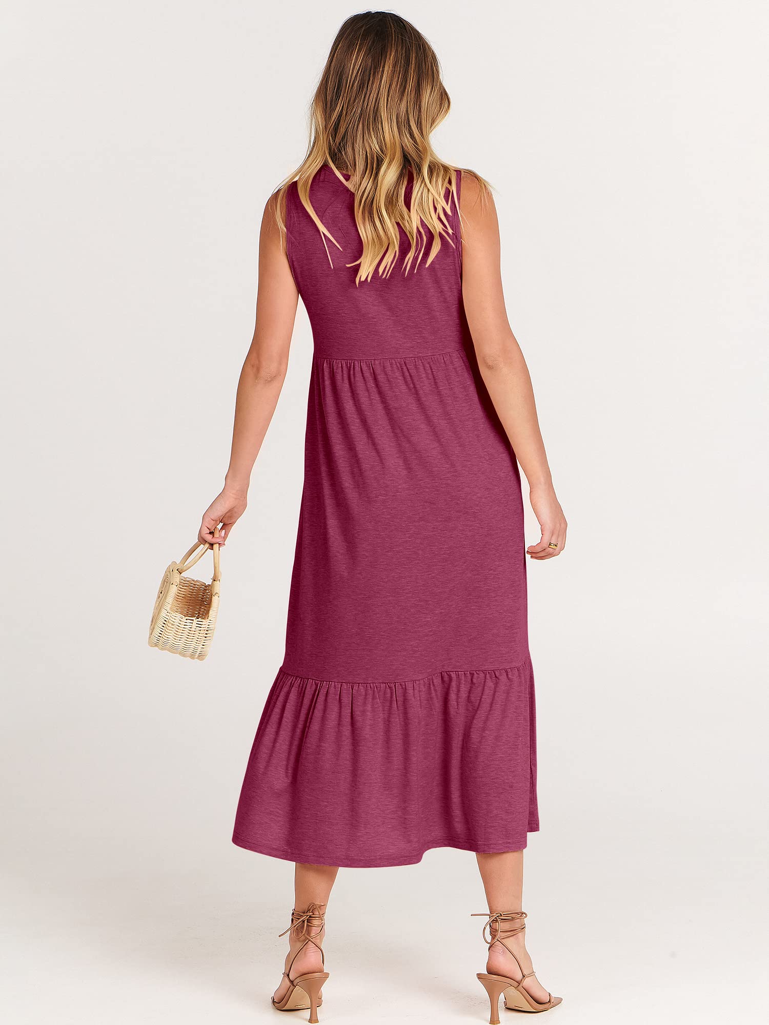 ANRABESS Women's Summer Sleeveless Crewneck Sundress - Flowy A-Line Tiered Maxi Beach Dress for Vacation, Casual Wear, and Outdoor Activities | Perfect for Beach Trips, Travel, and Summer Outings