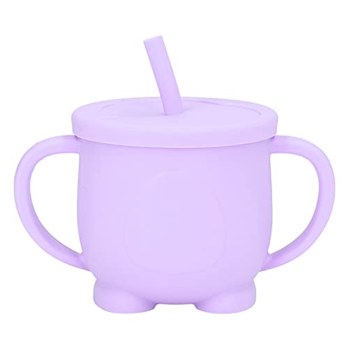 Soft Silicone Sippy Cup for Toddlers - BPA-Free Spill-Proof Straw Cup with Handles - Lightweight & Durable Baby Drinking Cup for Home, Travel & Daycare (Purple)