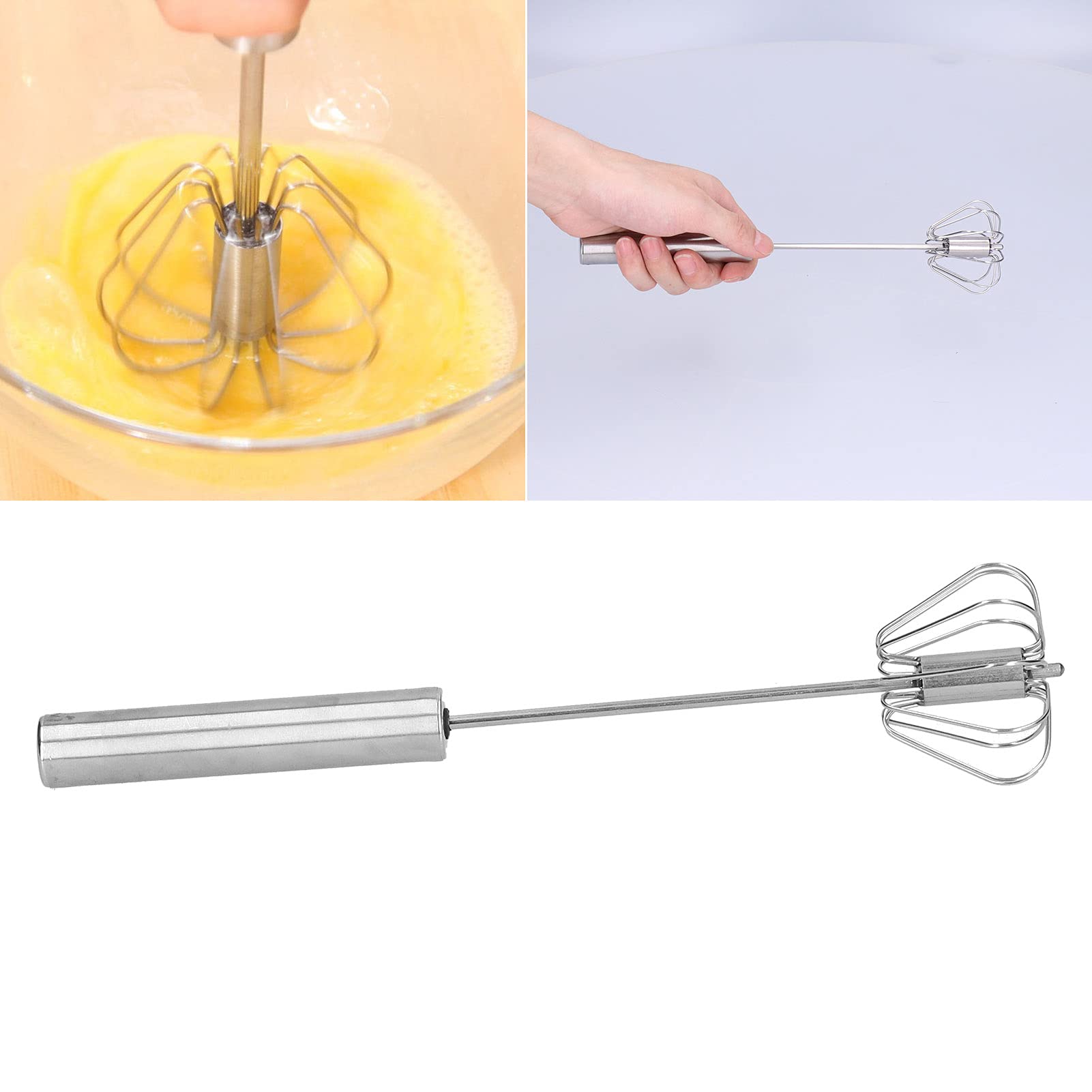 Premium Stainless Steel Egg Beater - 14 Inch Manual Egg Whisk Mixer for Baking, Cooking & Kitchen Essentials | Perfect for Home, Garden & Professional Use