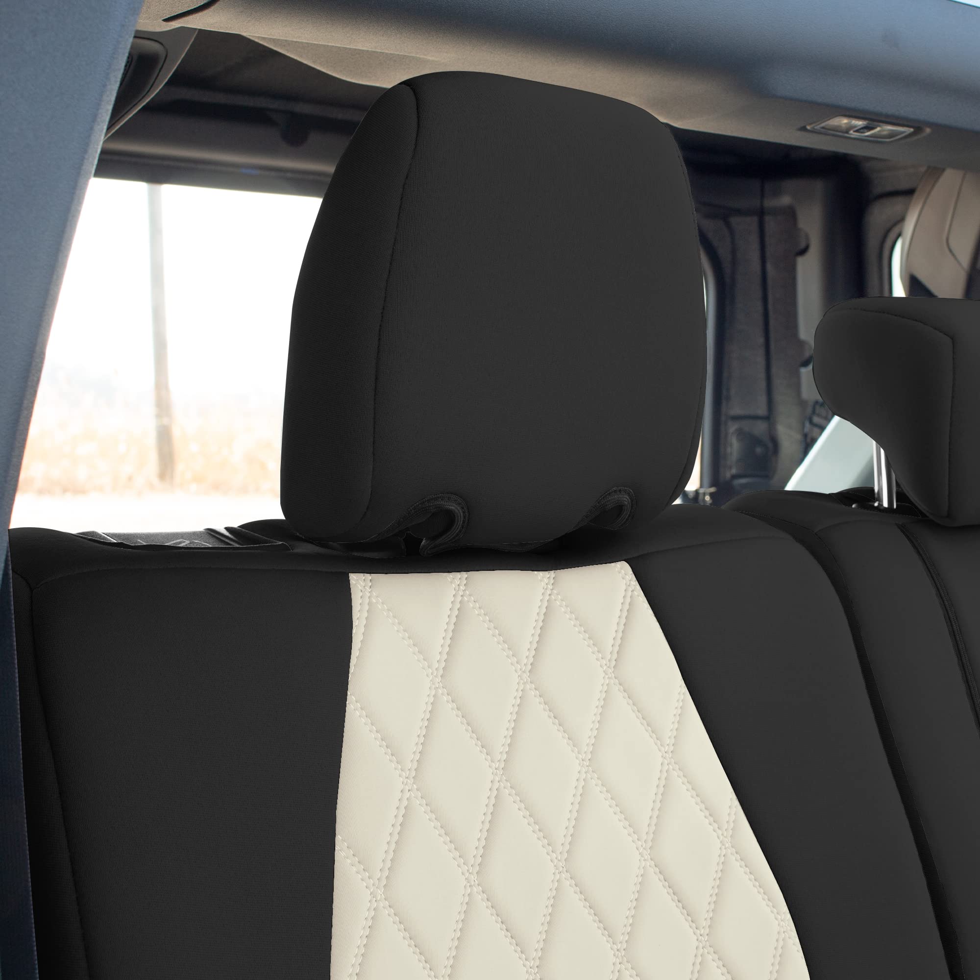 Custom Fit Neoprene Seat Covers for Ford Bronco (2021-2022) - Water Resistant Neosupreme Full Set in Beige | Perfect for Off-Road Adventures & Daily Commutes