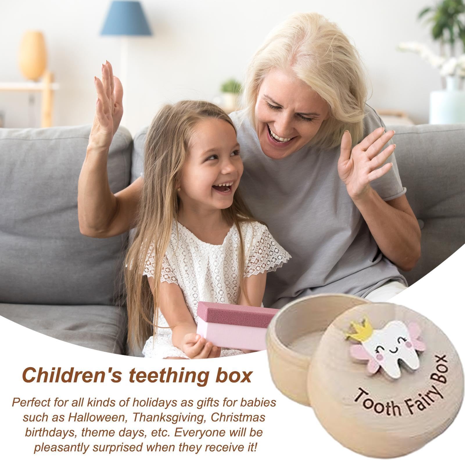 Wooden Tooth Fairy Keepsake Box for Baby Teeth - Memory Box for Boys & Girls, First Tooth Holder for Birthday & Baby Shower Gifts - Perfect for Tooth Fairy Traditions & Childhood Milestone Preservation
