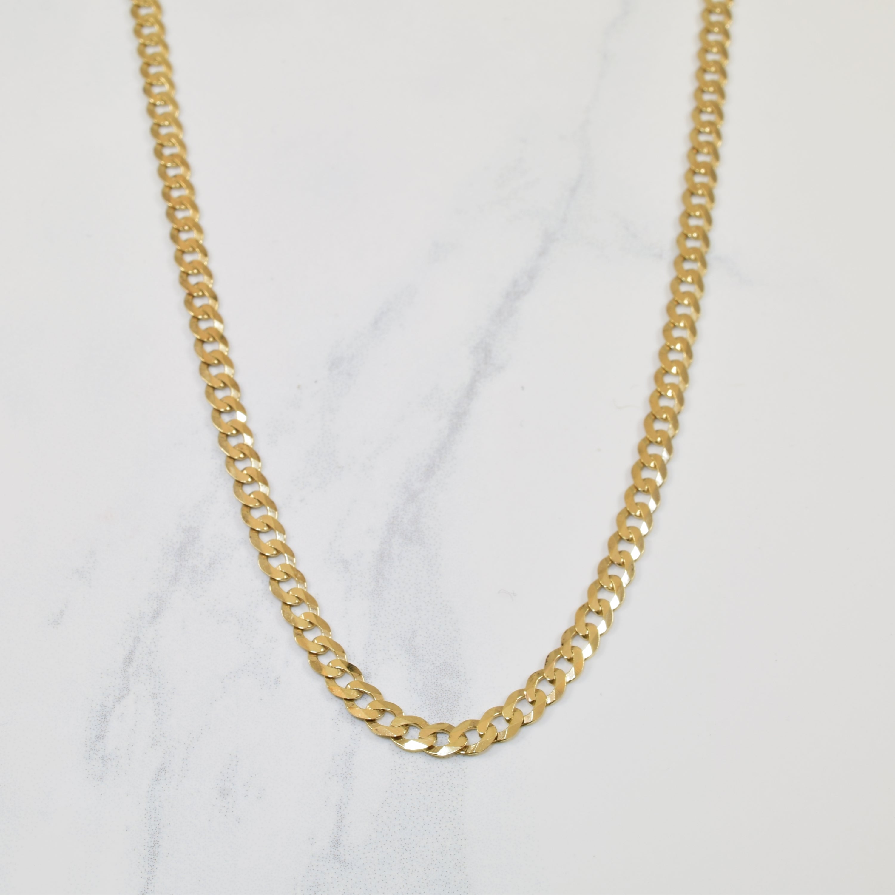 10k Yellow Gold Curb Chain Necklace for Women - 20 Inch Solid Gold Cuban Link Chain - Perfect for Everyday Wear, Layering & Gift Giving