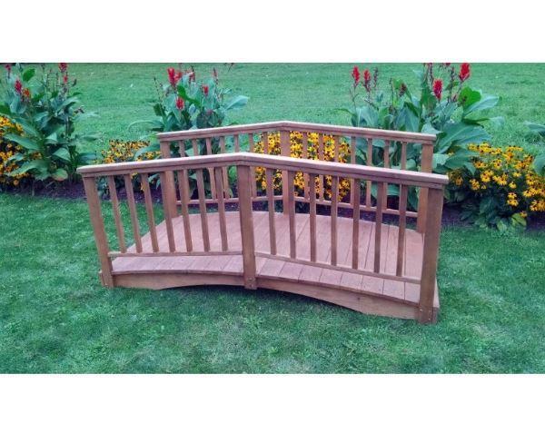 A & L Furniture Pressure Treated Pine Baluster Garden Bridge - Outdoor Wooden Footbridge for Garden, Yard, and Landscape Decor