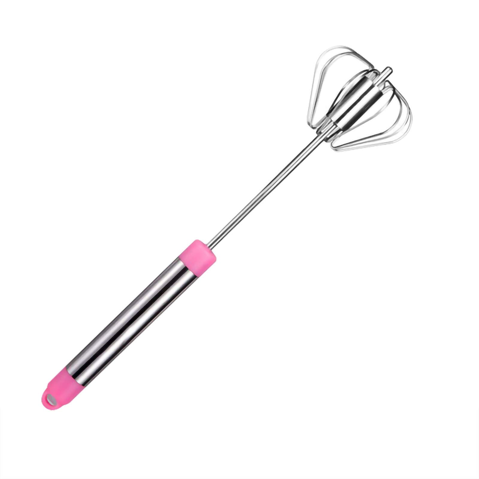Youngnet Manual Handheld Egg Beater - Semi-Automatic Kitchen Mixer for Baking, Whisking & Stirring - Pink Rotating Pressure Mixer (Size M) - Perfect for Cake Batter, Cream, Dough & Home Cooking