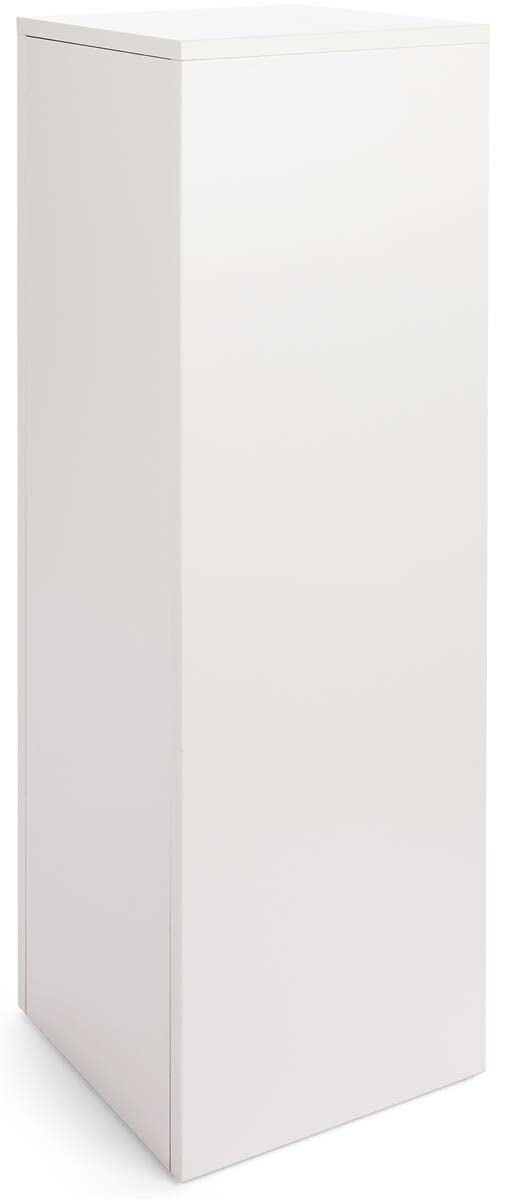 Displays2go Rectangular Museum Display Cube - White Laminated Particle Board & Melamine Construction (WDCUBEWHT4) - Perfect for Retail Displays, Trade Shows, and Museum Exhibits