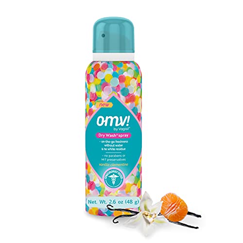 OMV! by Vagisil Feminine Dry Wash Spray - Vanilla Clementine Scent, 2.6 oz | On-The-Go Intimate Hygiene Solution for Travel, Gym & Daily Freshness