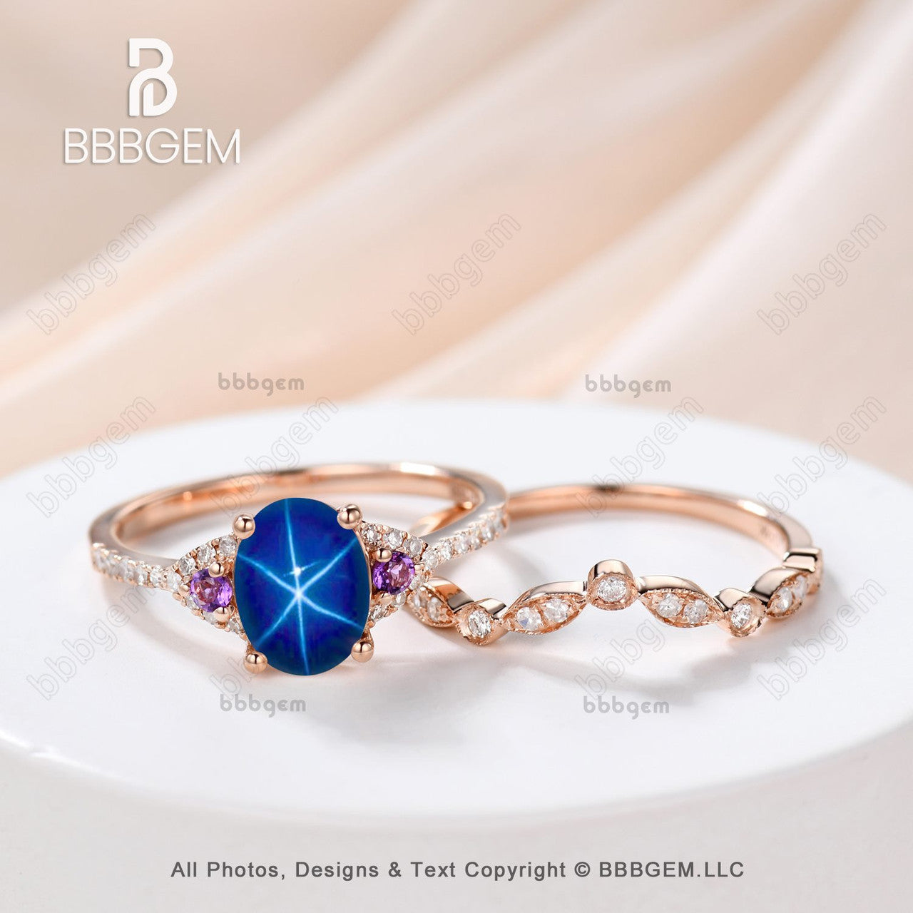 Exquisite Oval Lindy Blue Star Sapphire Engagement Ring with Cluster Diamonds - Perfect for Wedding, Proposal & Anniversary Gifts | Elegant Jewelry for Brides & Couples