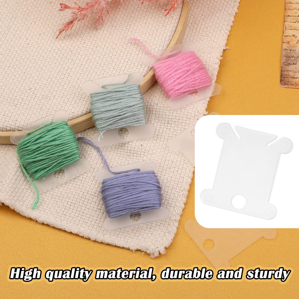 150 Transparent Plastic Floss Bobbins for Cross Stitch Thread Storage - Durable DIY Embroidery Floss Cards for Sewing & Craft Organization - Perfect for Needlework, Scrapbooking & Handmade Projects