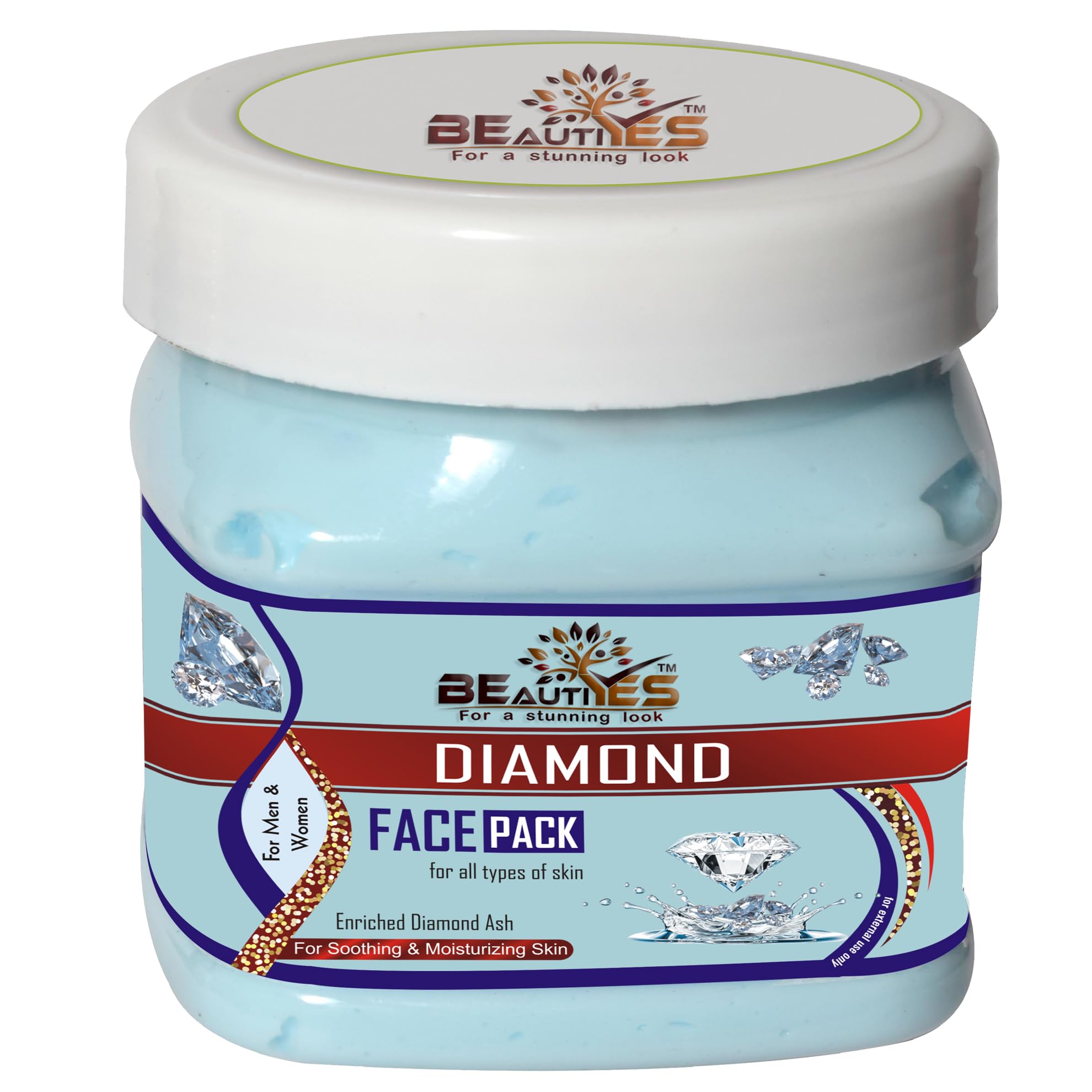 BeautiYes Diamond Face Pack & Scrub 450gm Set - Soothing & Moisturizing Skincare for All Skin Types with Diamond Ash & Natural Exfoliants | Daily Cleansing & Brightening Routine