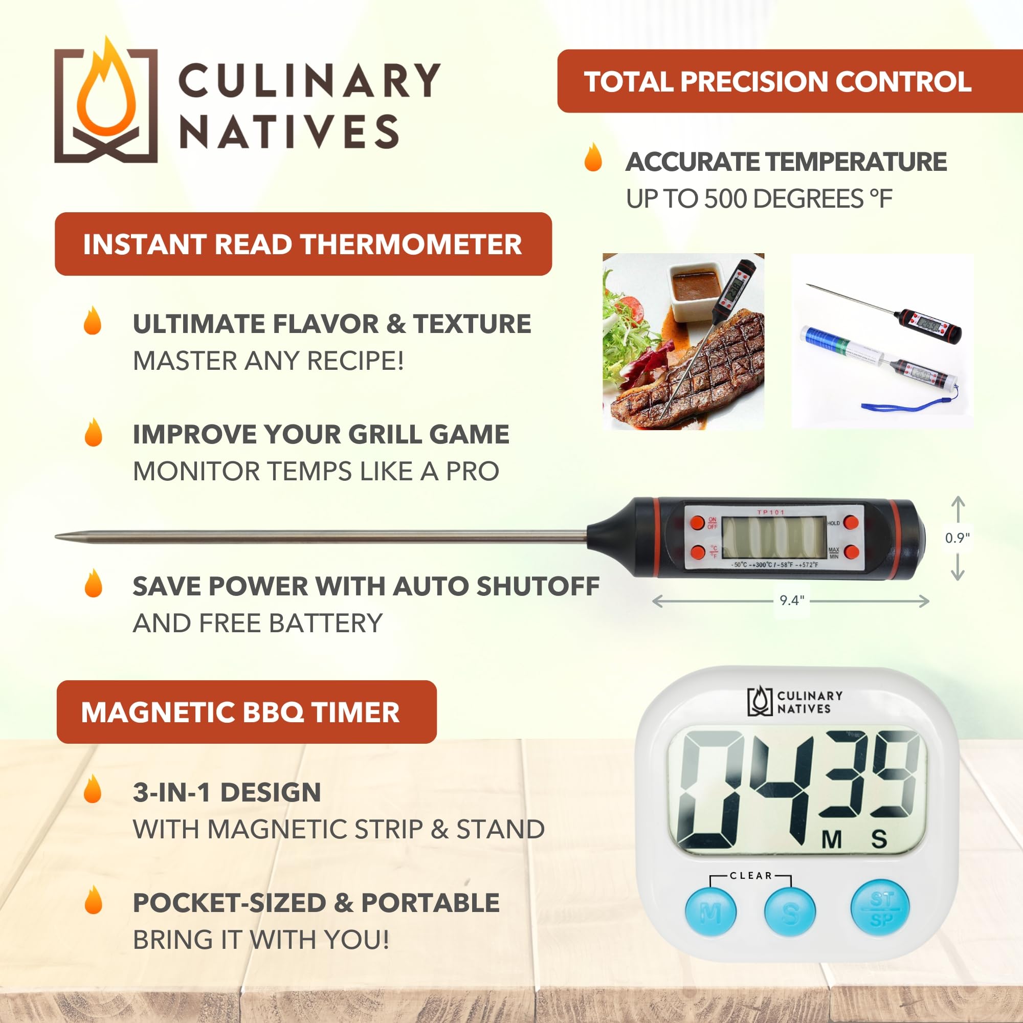Premium BBQ Grill Gloves & Meat Claws Set with Digital Thermometer, Timer & Brush – Ultimate Grilling Accessories Kit for Pulled Pork, Brisket, Ribs & Smoking – Perfect for Backyard BBQs, Camping & Outdoor Cooking (Black)