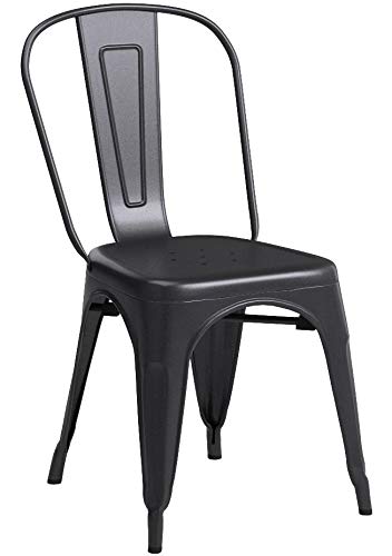 FDW Metal Dining Chairs Set of 4 - Indoor Outdoor Stackable Kitchen & Patio Chairs with 18 Inch Seat Height - 330LBS Weight Capacity - Perfect for Restaurants, Cafes, Bistros & Home Dining
