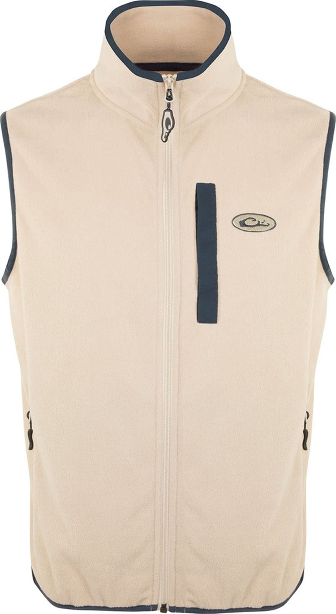 Drake Youth Camp Fleece Vest for Boys & Girls - Warm Oatmeal/Navy Winter Jacket for Outdoor Activities, School, and Camping