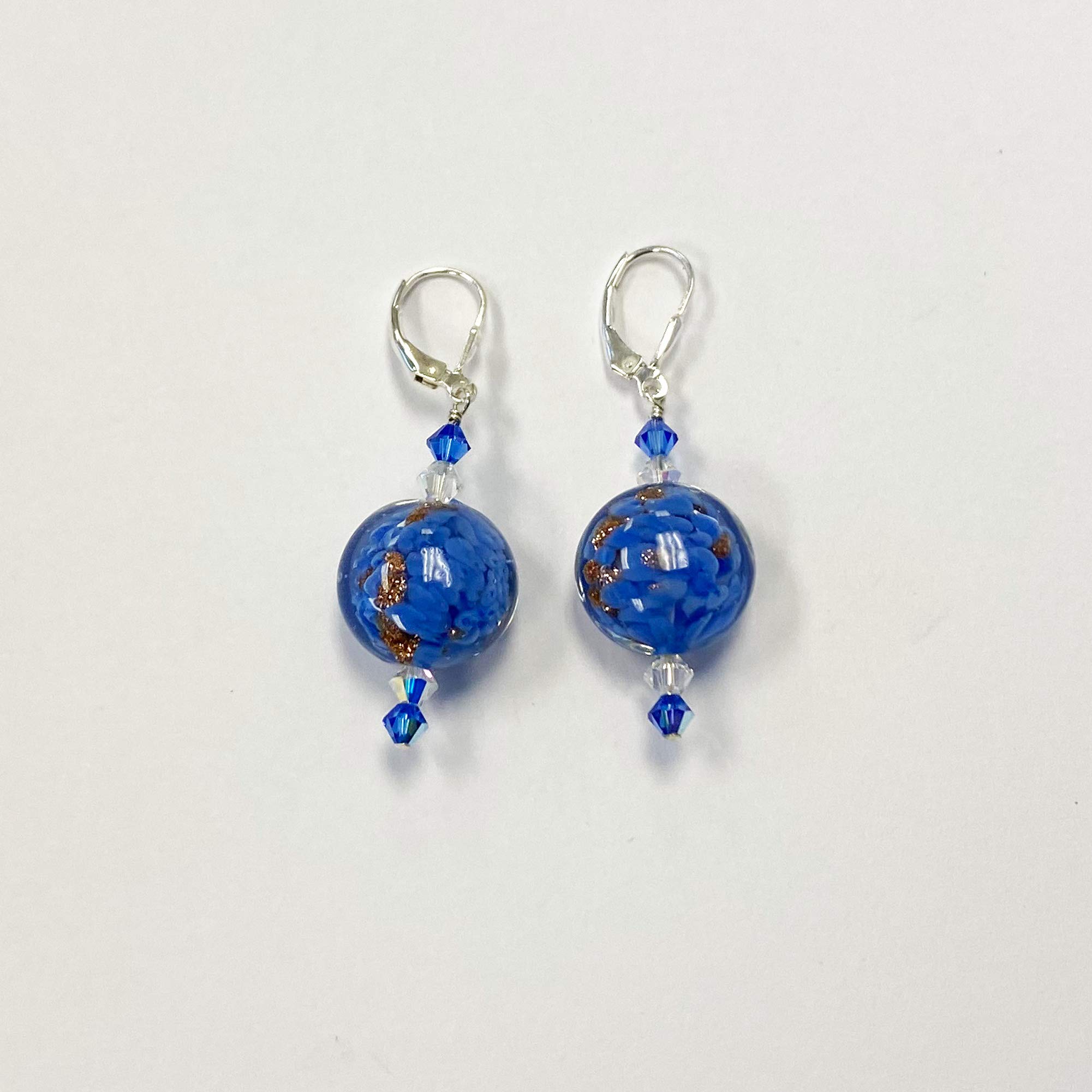 925 Silver Flower Earrings with Glass & Crystals - Elegant Party Jewelry