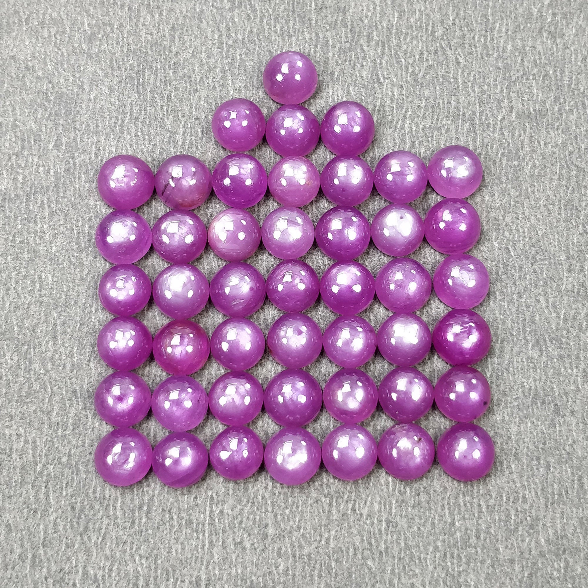 Natural Untreated Purple Ruby Gemstone Cabochon - 36.10cts Round Shape 5mm (46 Pieces) | Jewelry Making, Healing Crystals & DIY Crafts | With Authenticity Video