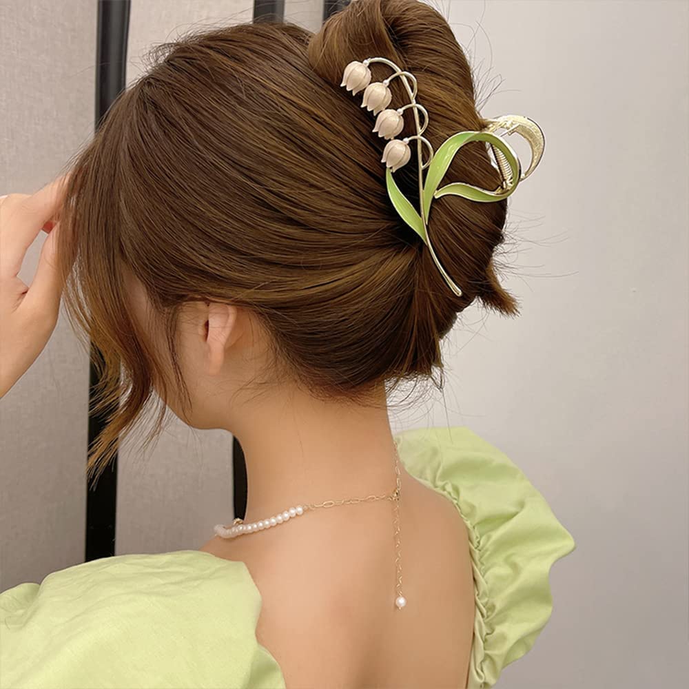 Ginoya Brothers Metal Butterfly Headdress Hair Clips - Large Flower Tassel Claw Clip with Non-Slip Grip for Women & Girls (Lotus Pink) | Perfect for Weddings, Parties & Boho Fashion Accessories